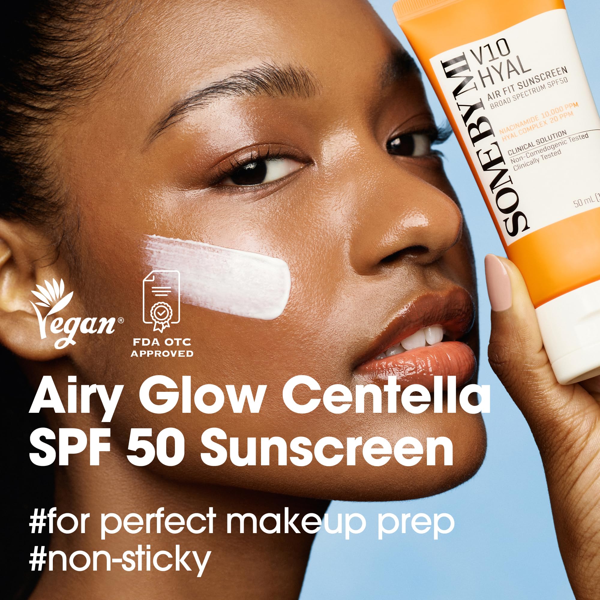 SOME BY MI V10 Hyal Air Fit Sunscreen SPF 50 - 1.69oz/50ml Travel Size Korean Sunscreen with Centella Asiatica - No White Cast, Non-Irritating for Sensitive Skin - UV Protection Face Sunscreen for Daily Use, Outdoor Activities & Travel - Korean Skincare Essential
