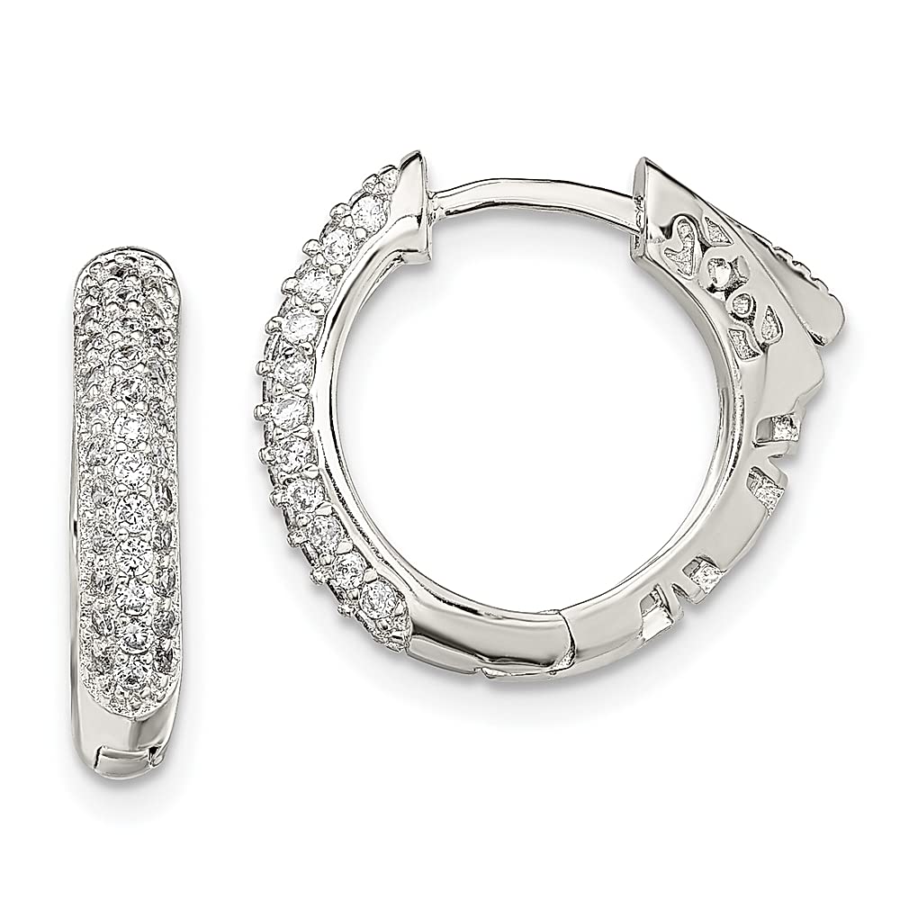 925 Sterling Silver Pavé Cubic Zirconia CZ Safety Lock Hinged Hoop Earrings for Women - Round Elegant Fine Jewelry Set - Perfect Gift for Her, Birthday, Anniversary & Special Occasions