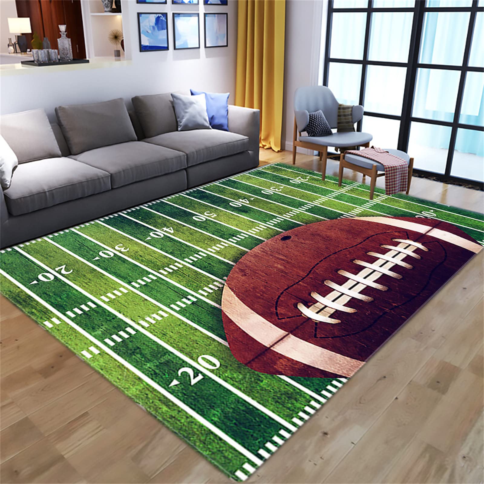 Boys Football Rug - Non-Slip Washable Large Area Rug 5'3