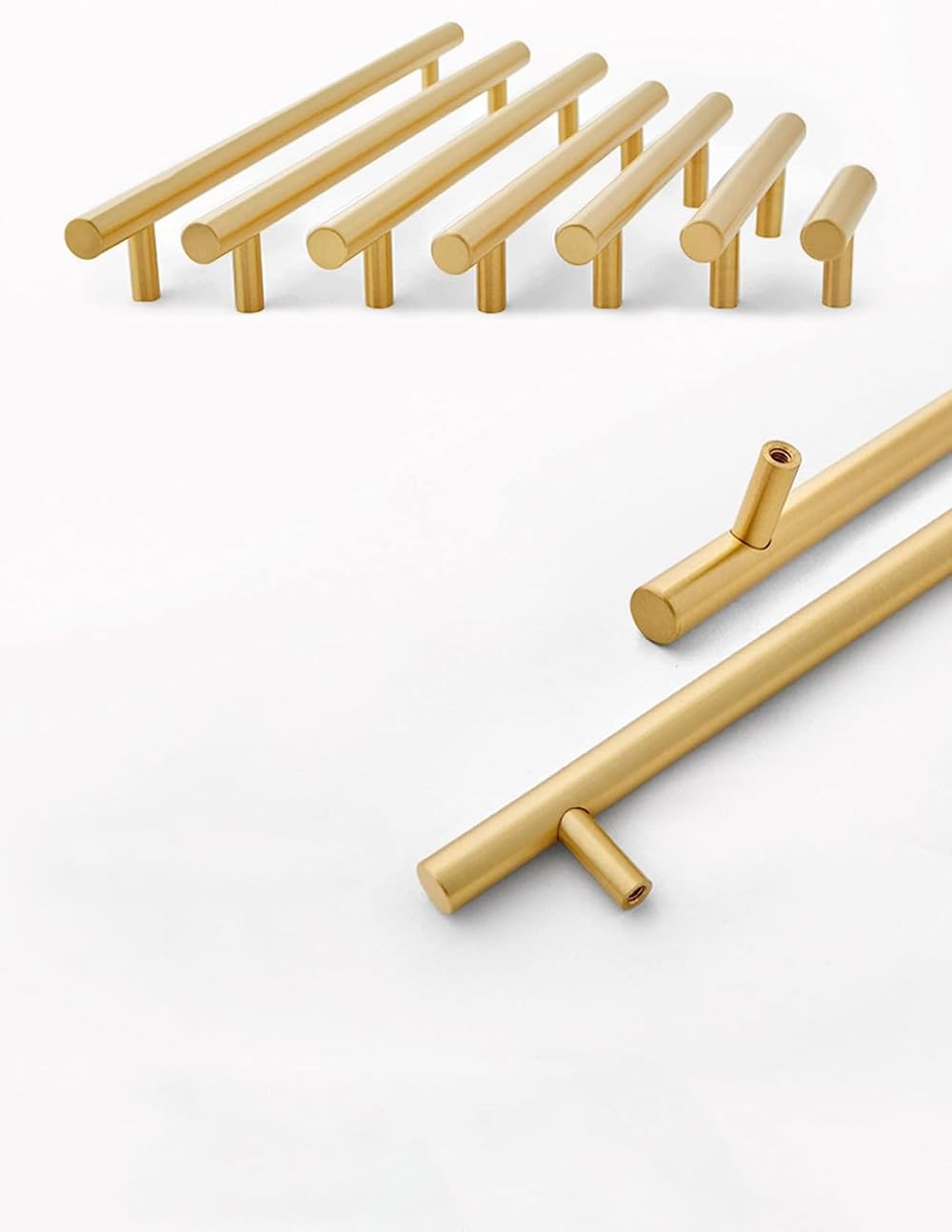 Premium Brass Cupboard Handles & Drawer Pulls - 96mm Hole Center, Solid Aluminum Brass & Stainless Steel Cabinet Handles for Kitchen, Bathroom, Office & Wardrobe - Elegant Hardware Upgrade for Cabinets, Dressers & Furniture