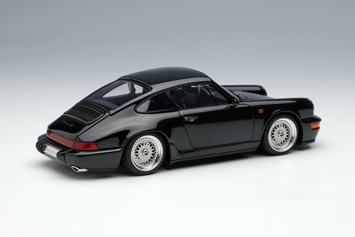 1:43 Scale Porsche 911 (964) Carrera RS 1992 Diecast Model Car with BBS RS 18 Wheels - Black - Collectible Sports Car for Display, Gifts, and Racing Enthusiasts
