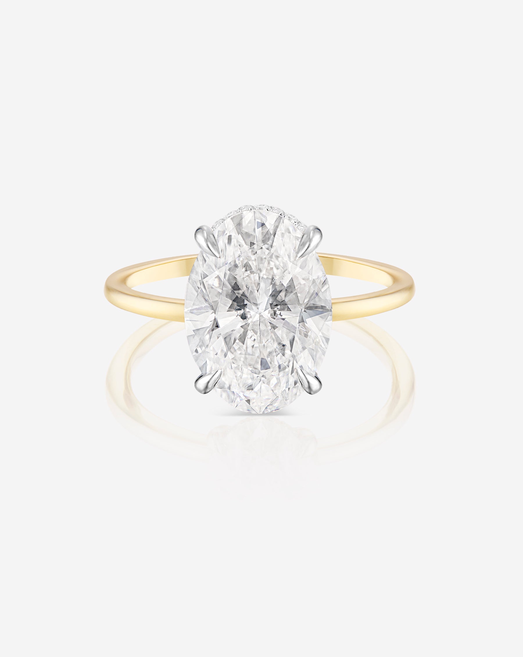 3.74 Carat Lab Grown Oval Diamond Whisper Thin® Hidden Halo Engagement Ring - Perfect for Proposals, Weddings & Anniversary Gifts