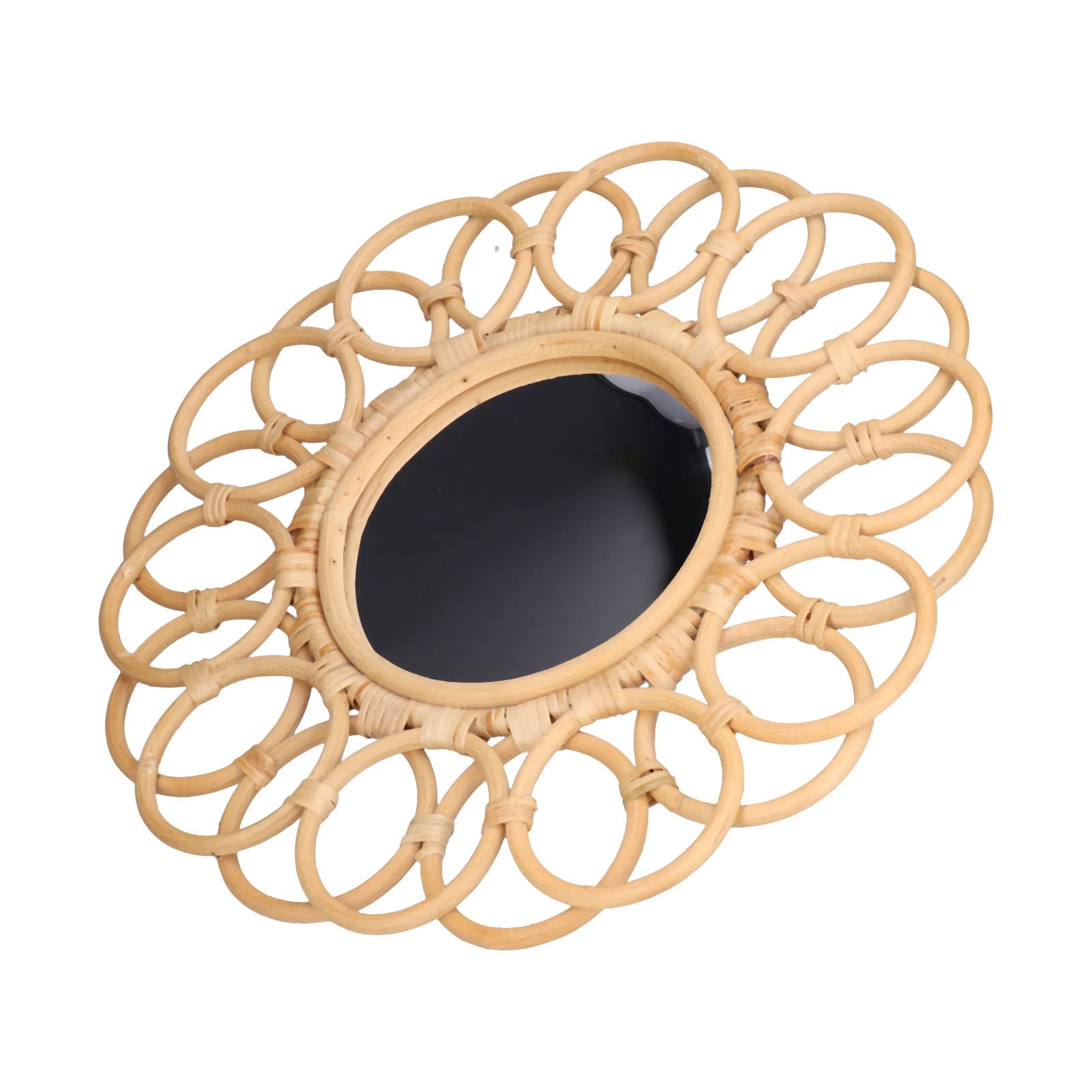 Shanrya Handwoven Rattan Wall Mirror - Boho Decor for Bedroom, Living Room & Bathroom - Perfect for Vanity Makeup Dressing & Home Decor