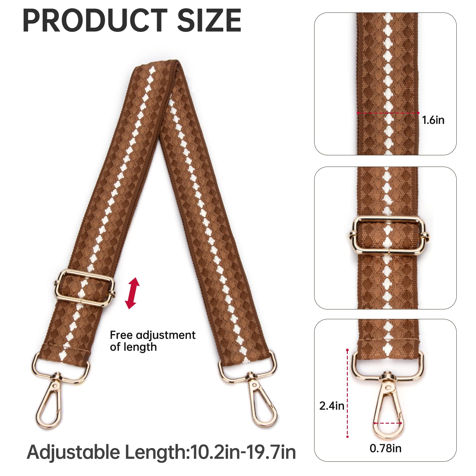 Adjustable Replacement Crossbody Bag Straps for Women - Wide Shoulder Strap for Handbags & Purses - Perfect for Daily Use, Travel & Shopping
