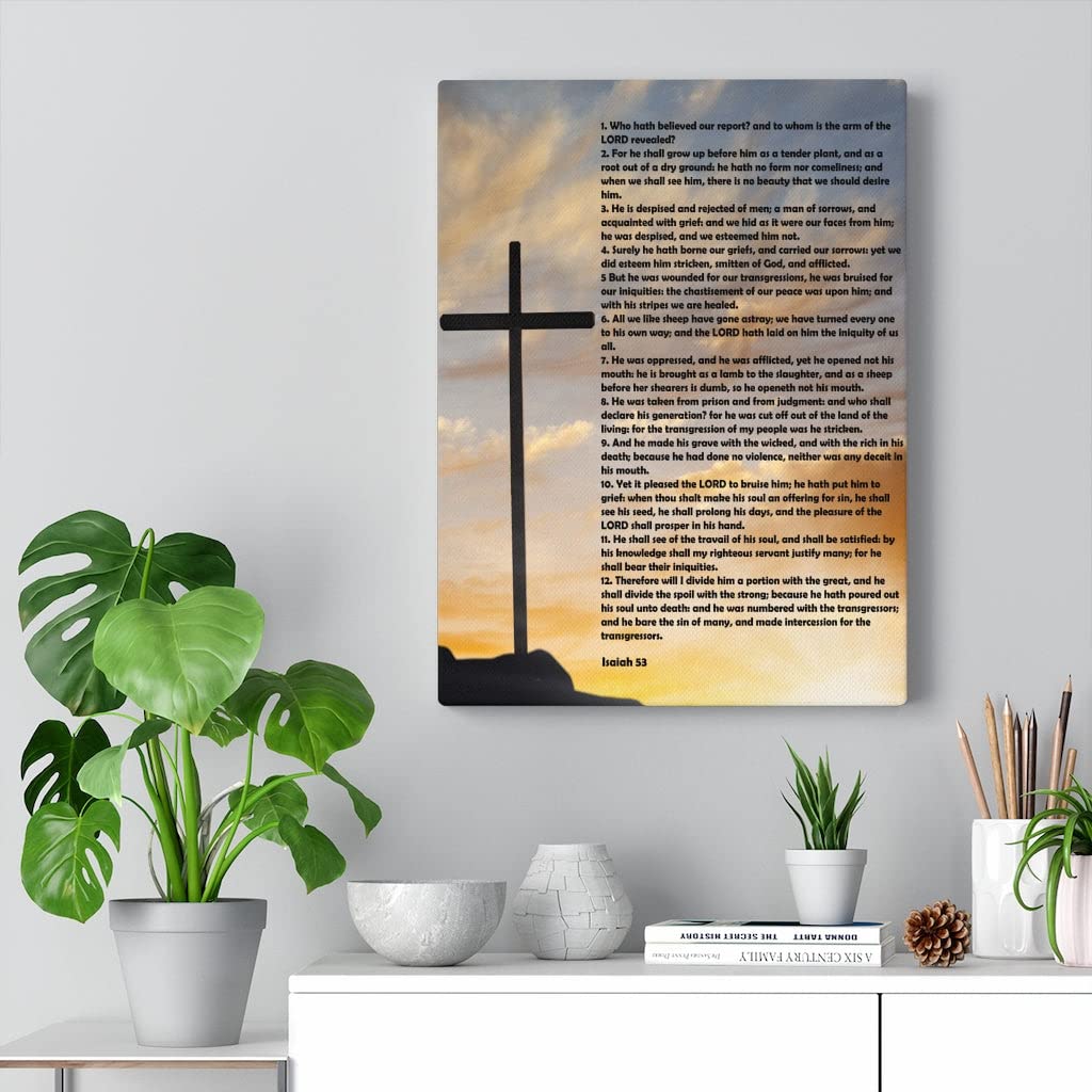 Isaiah 53 Bible Verse Canvas Wall Art - Christian Religious Home Decor for Living Room, Bedroom & Church - Inspirational Scripture Gift for Baptism, Wedding & Housewarming