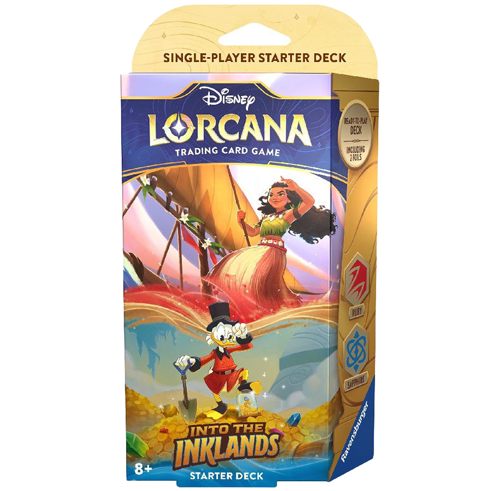 Disney Lorcana Into The Inklands Ruby & Sapphire Starter Deck - TCG Trading Card Game for Beginners & Collectors | Perfect for Game Nights & Tournaments