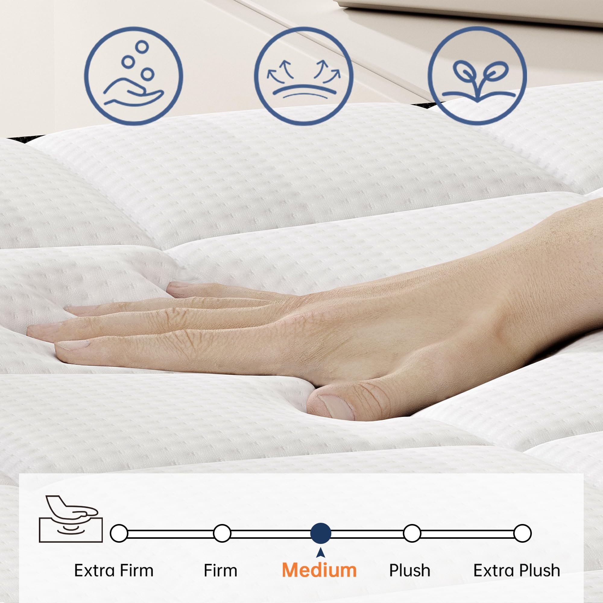 12 Inch Hybrid Queen Mattress - Medium Firm Memory Foam & Pocket Spring Support - 3 Coil Edge Support for Pressure Relief - Bed in Box - Perfect for Back Pain Relief & Guest Rooms