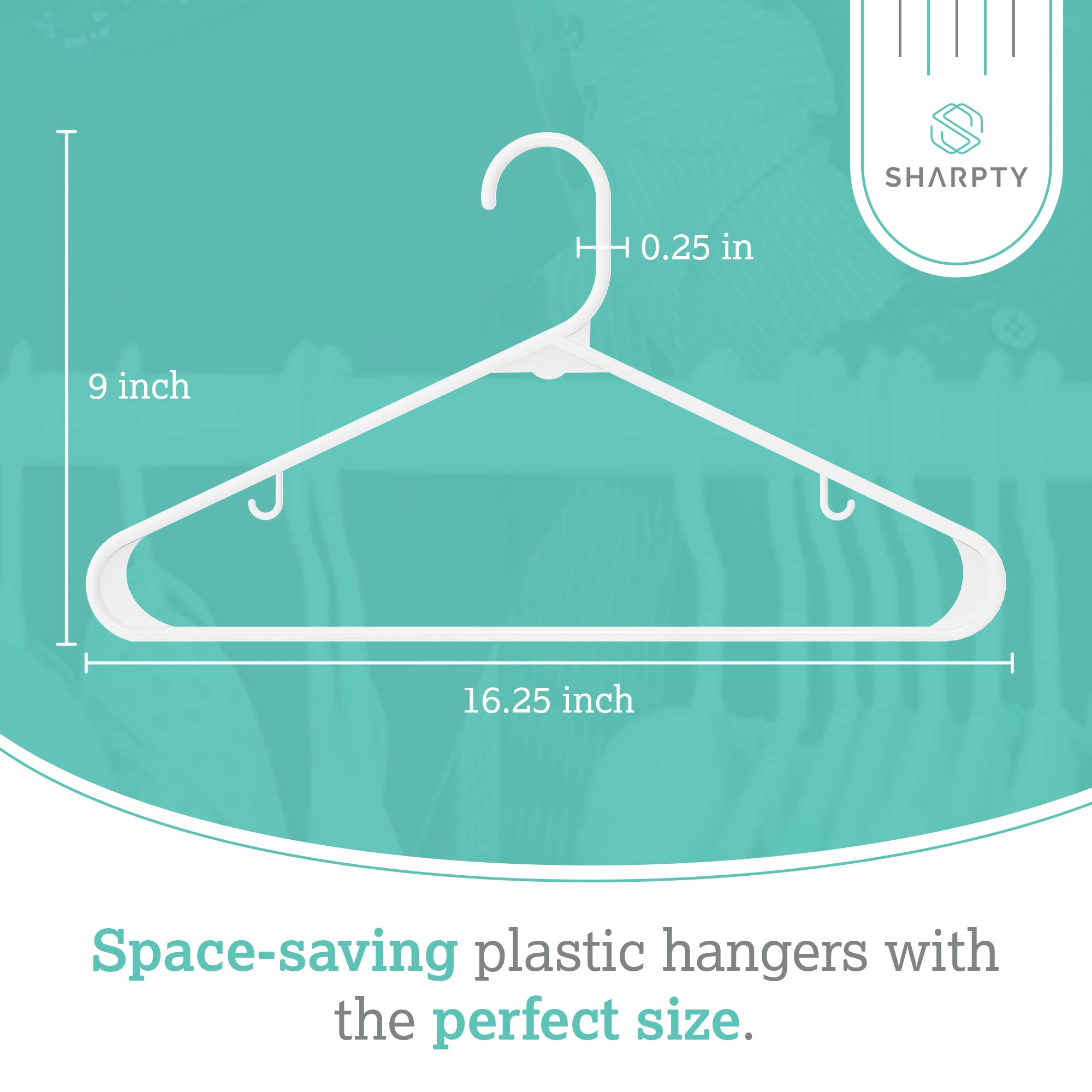 Sharpty 20-Pack Heavy Duty Plastic Clothes Hangers - Durable Space-Saving Hangers for Coats, Shirts & Clothing - White Closet Organizers for Everyday Use, Wardrobe Essentials & Home Storage Solutions