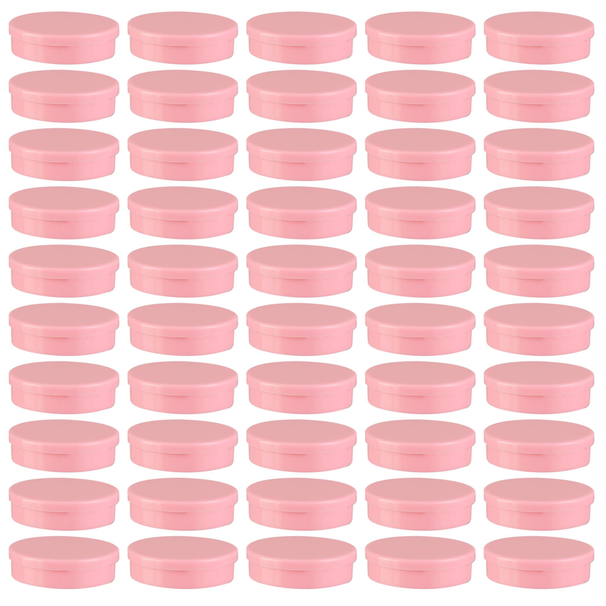 50-Pack Round Empty Refillable Tin Can Containers - Candy Storage Box, Jewelry Organizer, Cosmetic Sample Bottle with Lid (Baby Pink) - Perfect for DIY Crafts, Party Favors & Small Item Organization