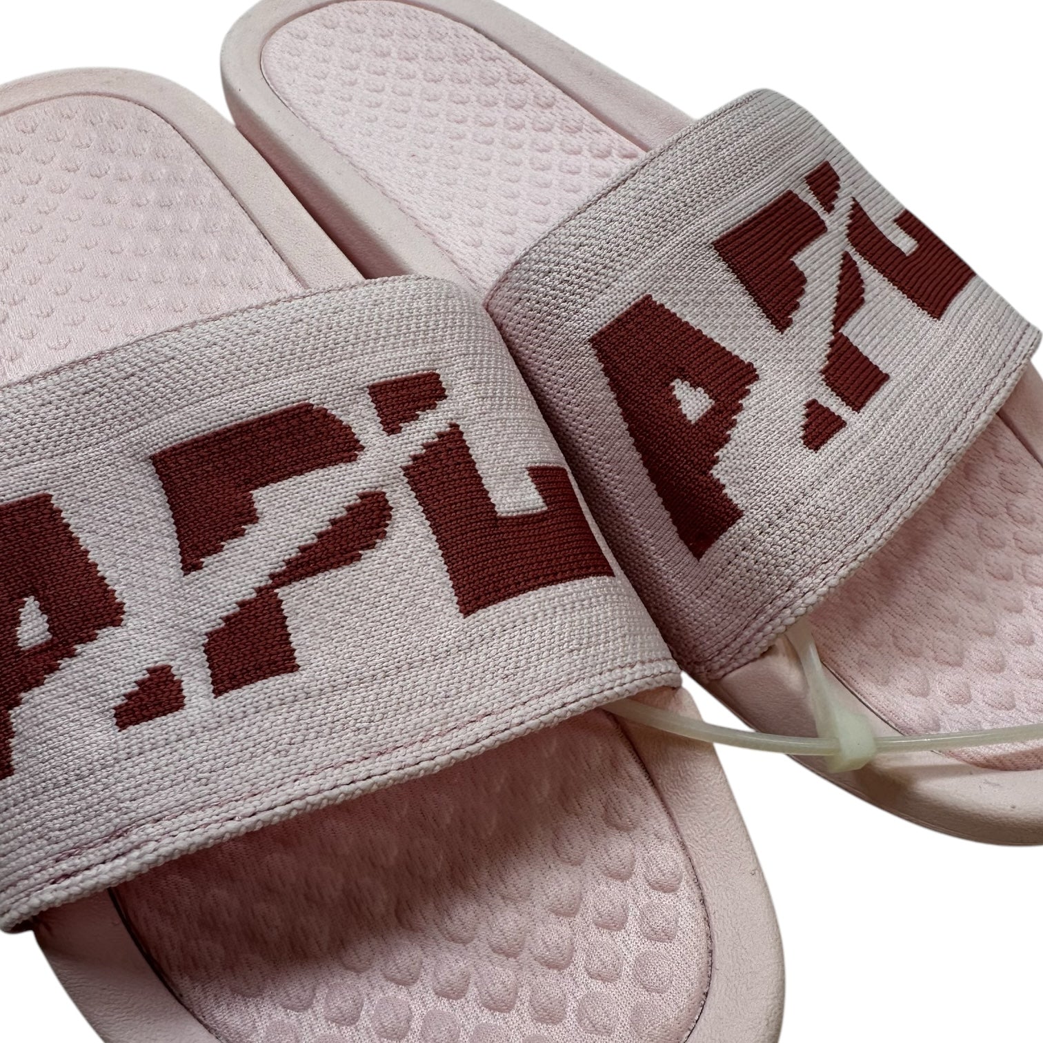 APL Big Logo TechLoom Slides - Women's Comfortable Pink Sandals Size 9 | Lightweight Athletic Slides for Walking, Gym, Poolside & Casual Wear