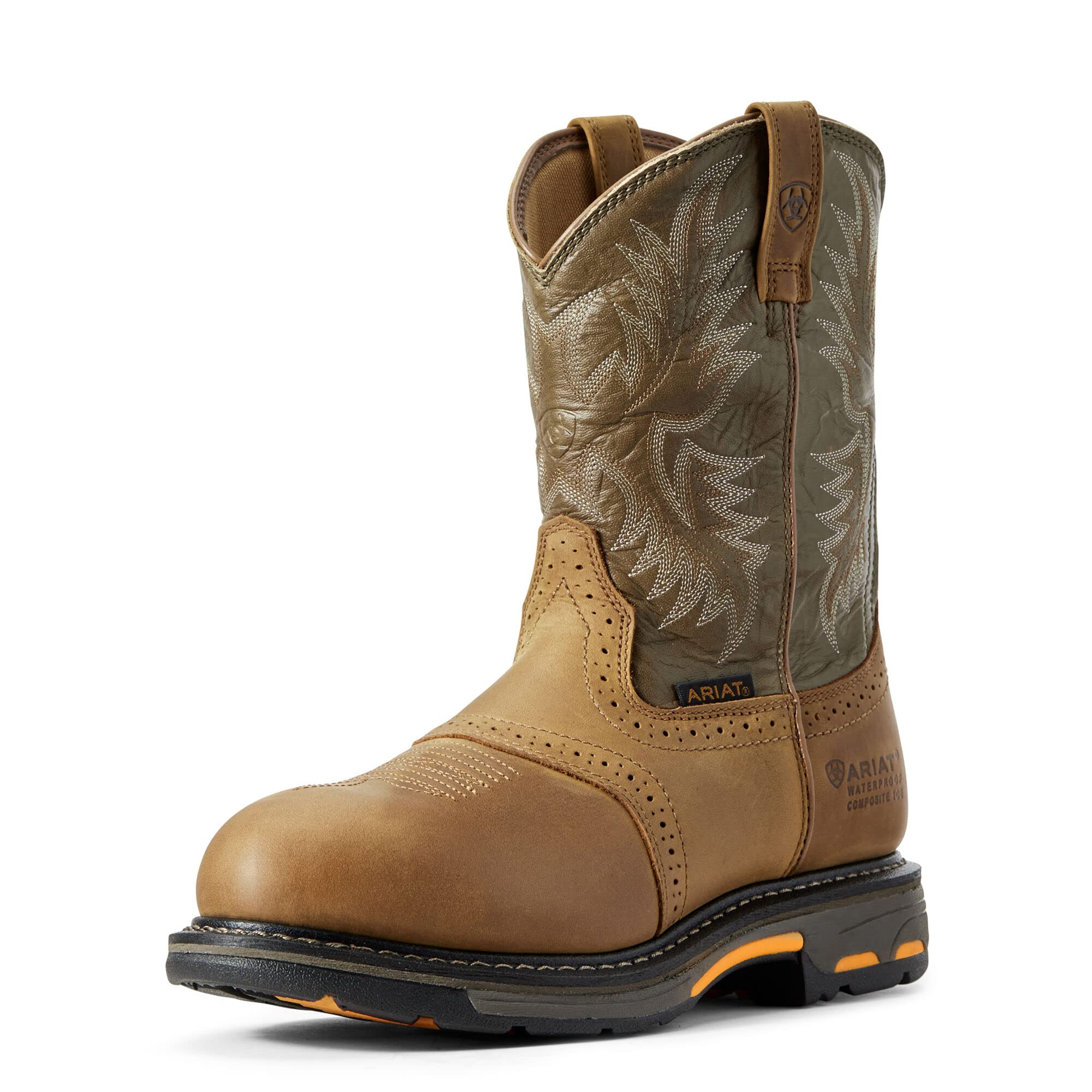 ARIAT Men's WorkHog Waterproof Composite Toe Work Boots - Durable Leather Safety Boots for Construction, Oil Rig & Heavy Duty Work | Slip Resistant & Comfortable Work Shoes for Men