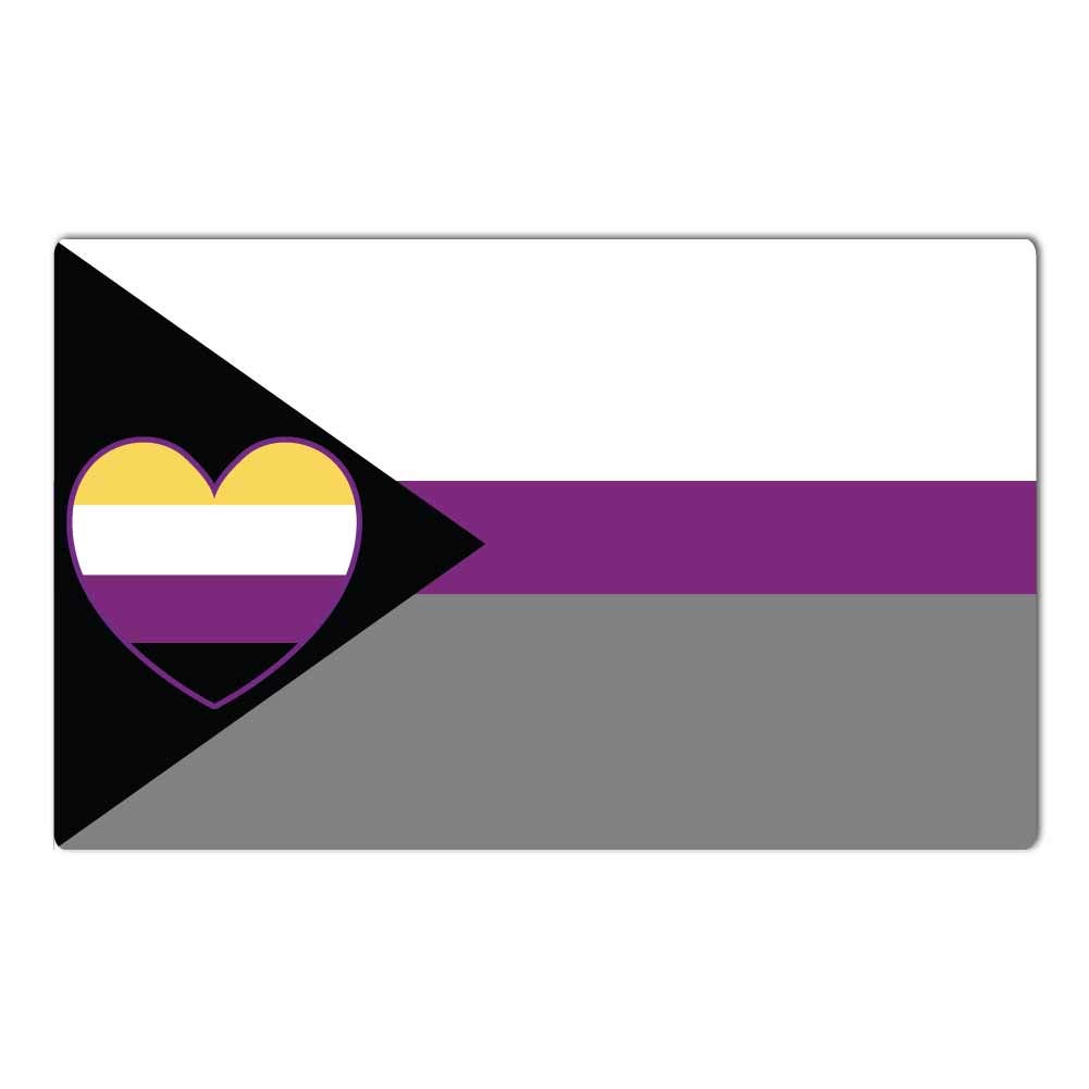 Demi-Sexual LGBT Non-Binary Heart Flag - 14 Inch Full Color Vinyl Decal Sticker for Cars, Laptops, Windows, Home & Office Decor - Waterproof Indoor Outdoor Use - Show Pride & Support LGBTQ+ Community