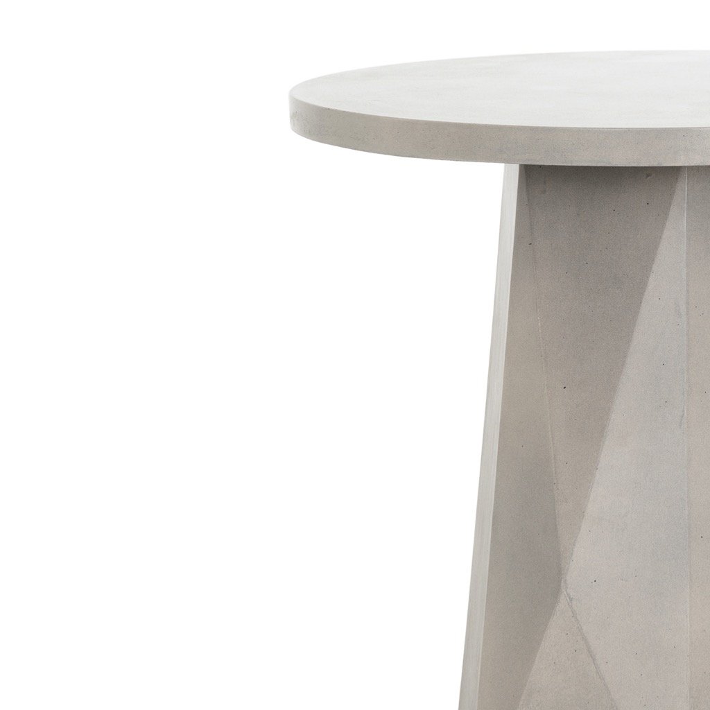 Bowman Outdoor End Table - Grey Concrete Side Table for Patio, Garden, Poolside & Balcony | Weather-Resistant & Durable Concrete Finish | Perfect for Drinks, Books & Decor
