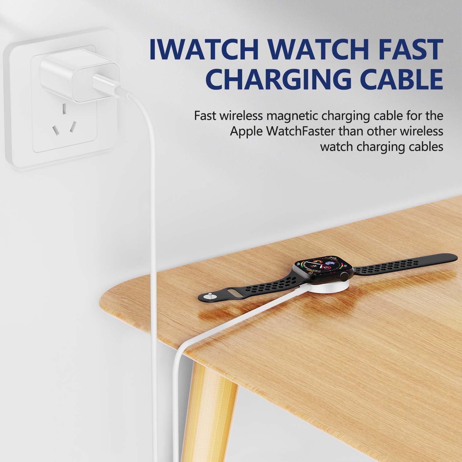 20W Fast Magnetic Charger for Apple Watch Series SE/8/7/6/5/4/3/2/1 - USB-C Charging Cable with Power Adapter - Compatible with 38mm/40mm/42mm/44mm/45mm Watch Sizes - Perfect for Home, Office & Travel Charging