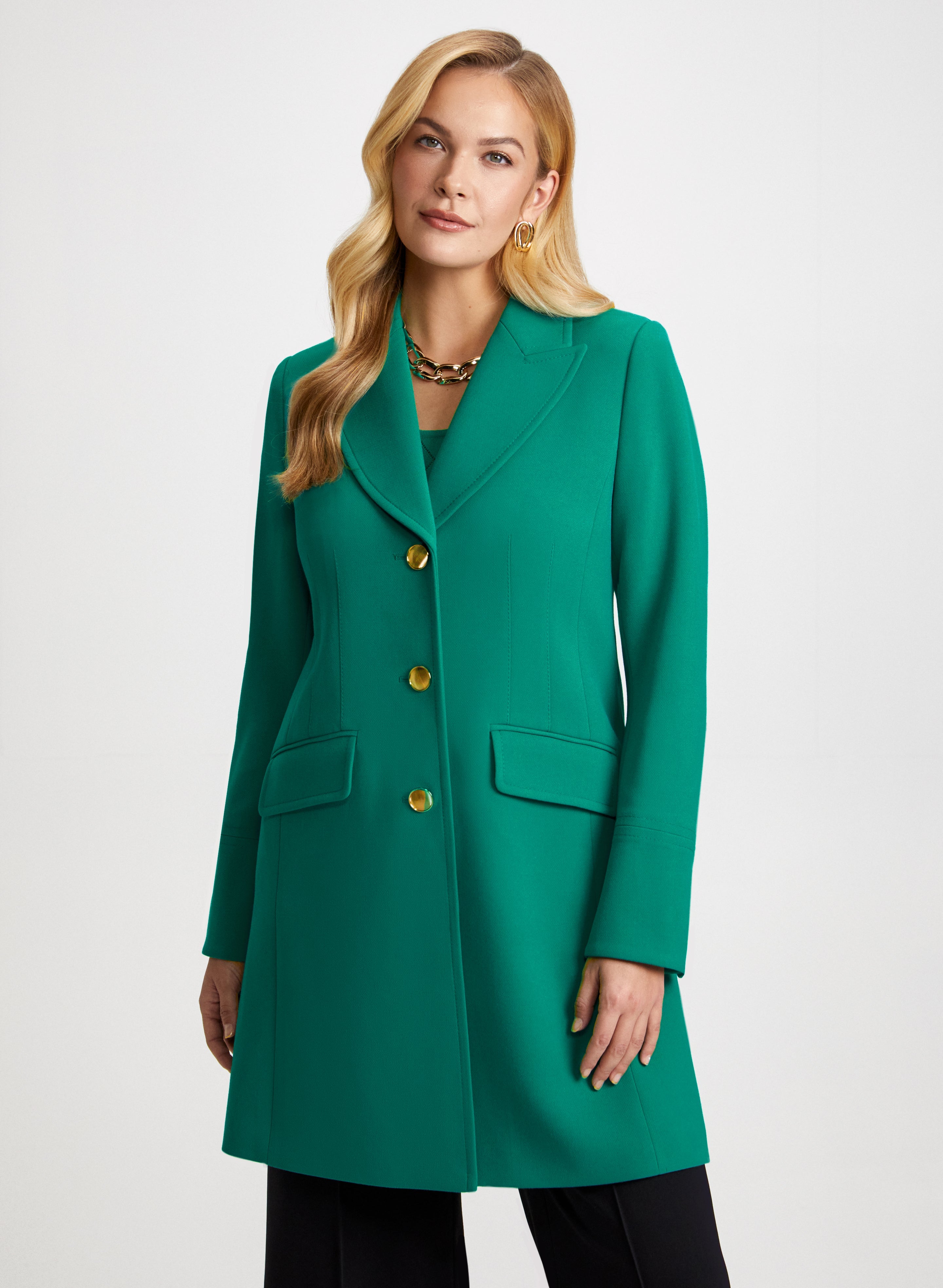 Stylish Button Front Tricotine Coat for Women - Elegant Fall & Winter Outerwear for Office, Dating & Special Occasions