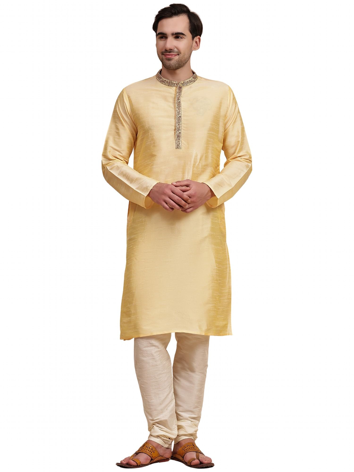 SKAVIJ Men's Tunic Art Silk Kurta Pajama Set - Elegant Wedding & Party Outfit for Festive Occasions | Perfect for Indian Weddings, Diwali Celebrations & Cultural Events