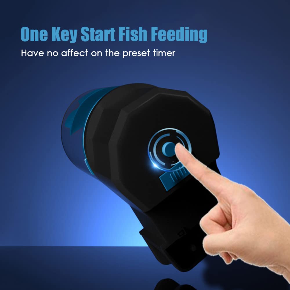 Automatic Fish Feeder for Aquarium - Adjustable Timer & Electric Fish Food Dispenser - Manual/Automatic Feeding for Freshwater & Saltwater Tanks - Perfect for Vacation & Daily Fish Care