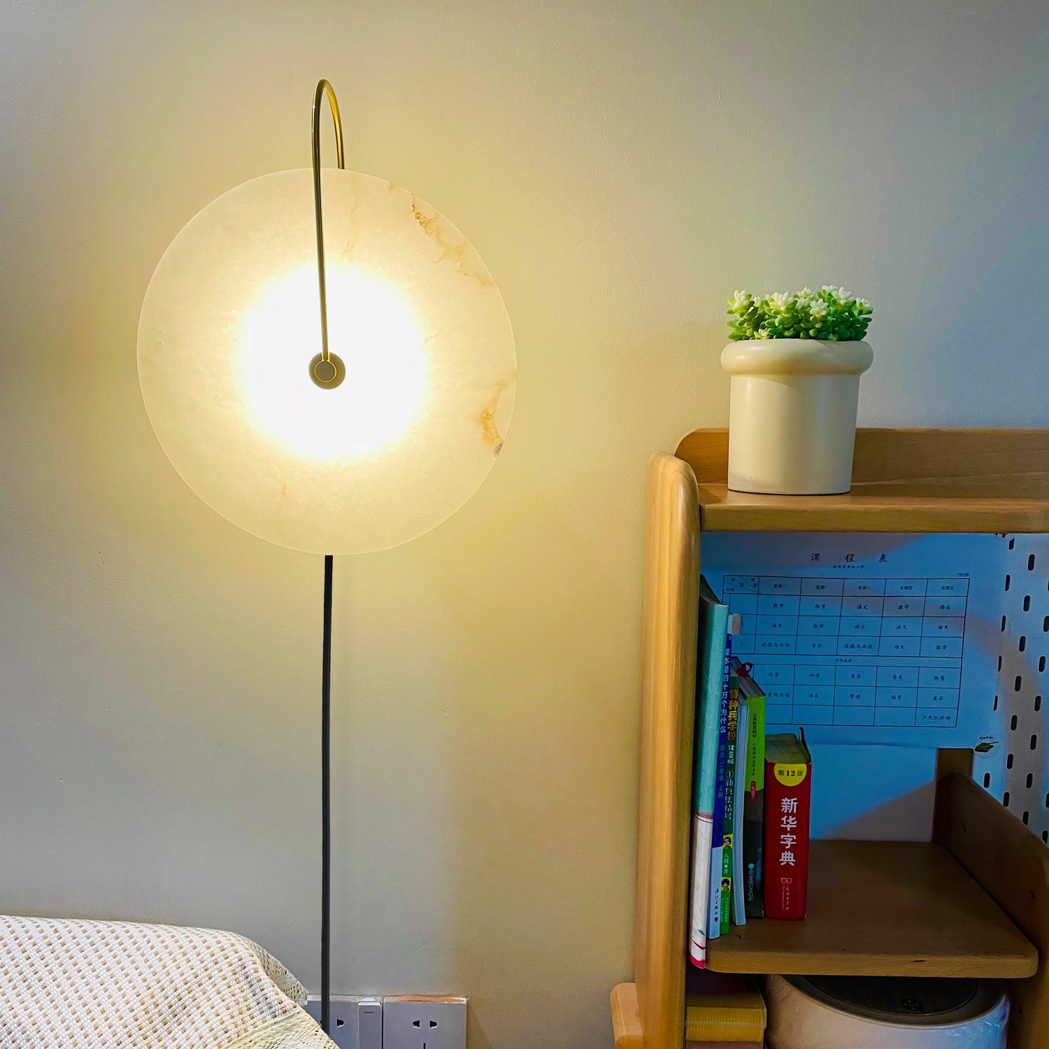 Alabaster LED Plug-In Wall Sconce Light - Modern Plug In Wall Lamp for Bedroom, Living Room, Hallway & Office Decor