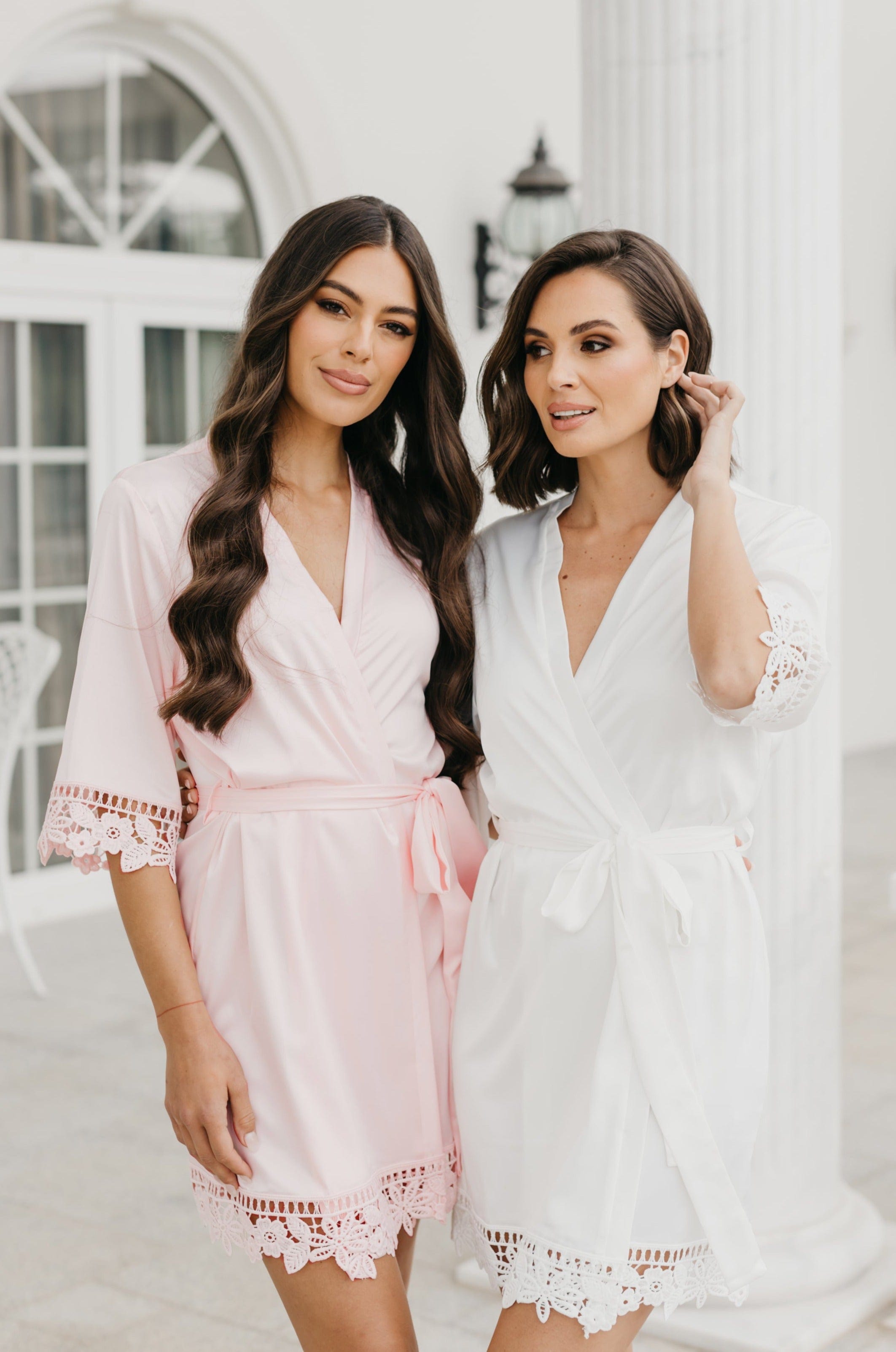 Lauren Lace Satin Robe for Women - Elegant Lace Trimmed Satin Bathrobe with Belt - Perfect for Bridal Shower, Spa Day, Honeymoon & Luxury Home Wear
