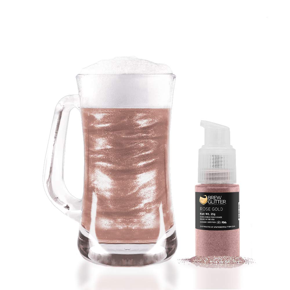 Edible Glitter for Drinks - Rose Gold Food Grade Glitter for Cocktails, Beer, Beverages & Garnish | KOSHER & HALAL Certified | 100% Vegan, Gluten & Nut Free | 25g Spray Pump | Perfect for Party Drinks, Wedding Cocktails & Bar Decorations