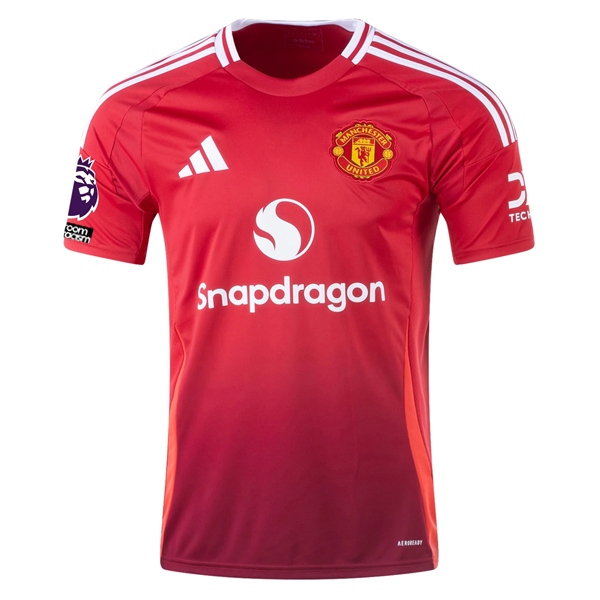 Adidas Manchester United Rasmus Højlund Home Jersey 2024/25 - Authentic EPL Football Shirt with No Room For Racism Patch (MUFC Red) - Perfect for Matchdays, Fan Events & Soccer Enthusiasts