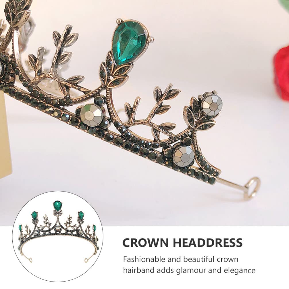 Handmade Baroque Rhinestone Wedding Tiara for Bride - Minkissy Crystal Headband Crown for Women & Girls, Green Bridal Hair Accessory | Perfect for Weddings, Prom, Pageants & Special Occasions