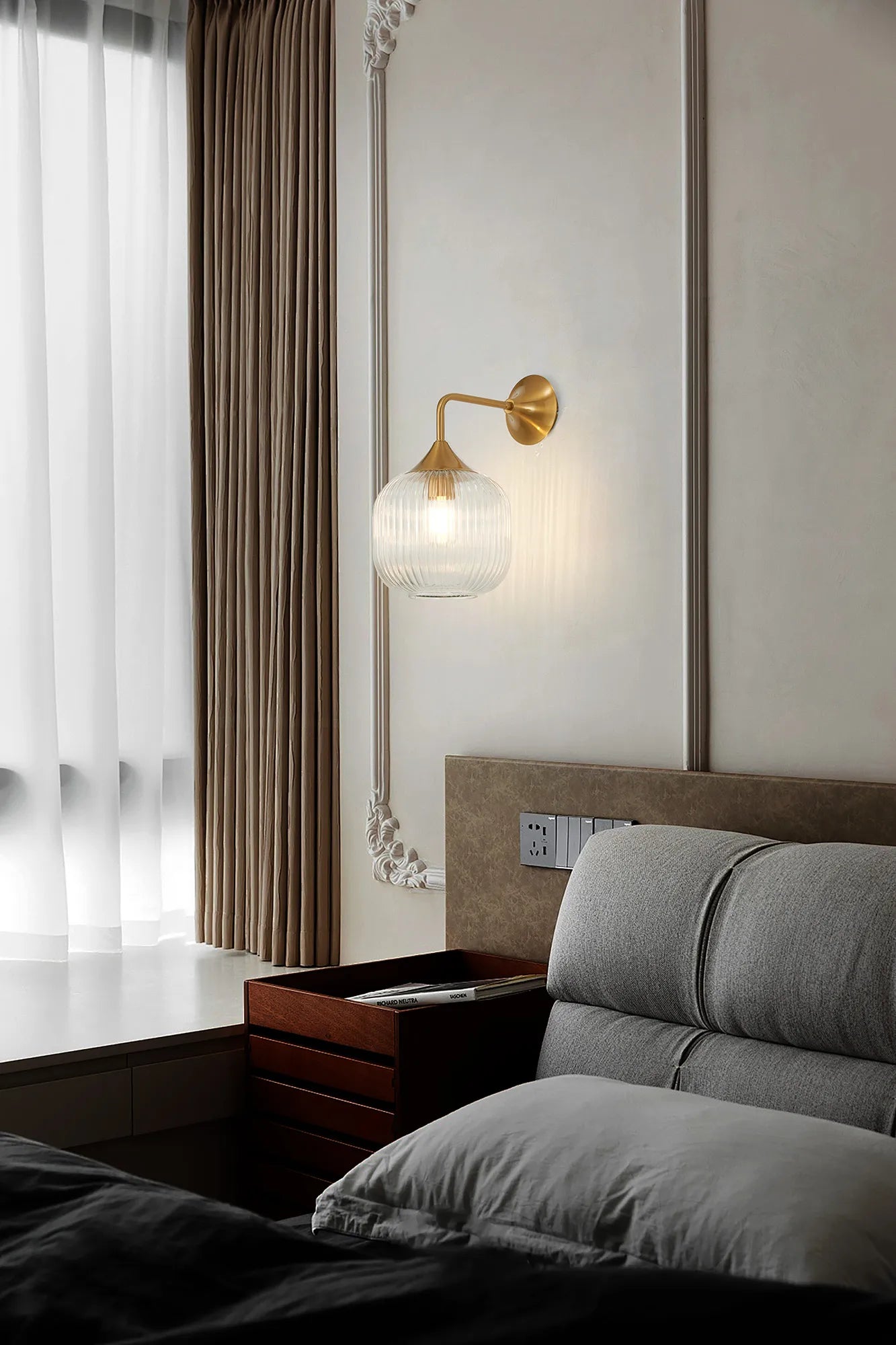 Benalla Wall Light with E27 Socket - Modern Indoor/Outdoor Wall Sconce for Bedroom, Living Room, Porch & Patio Lighting