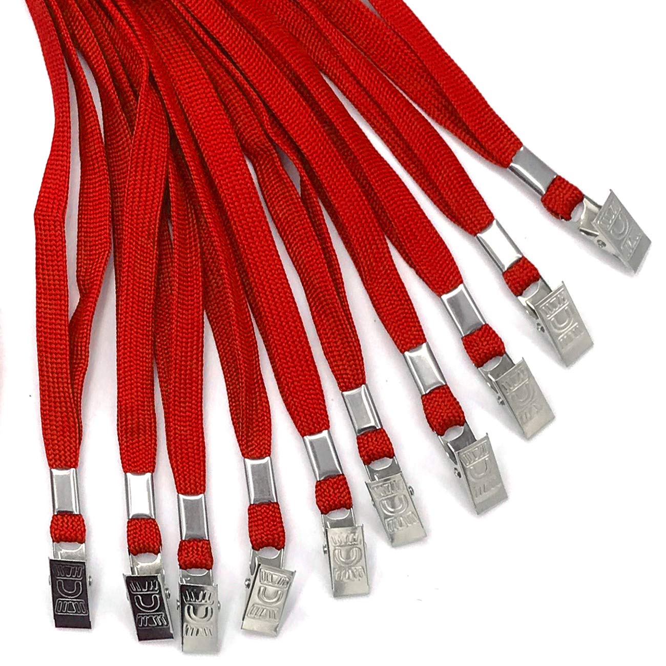 Beebel 100 Pack Red Lanyards with Badge Clip - for ID Cards & Events