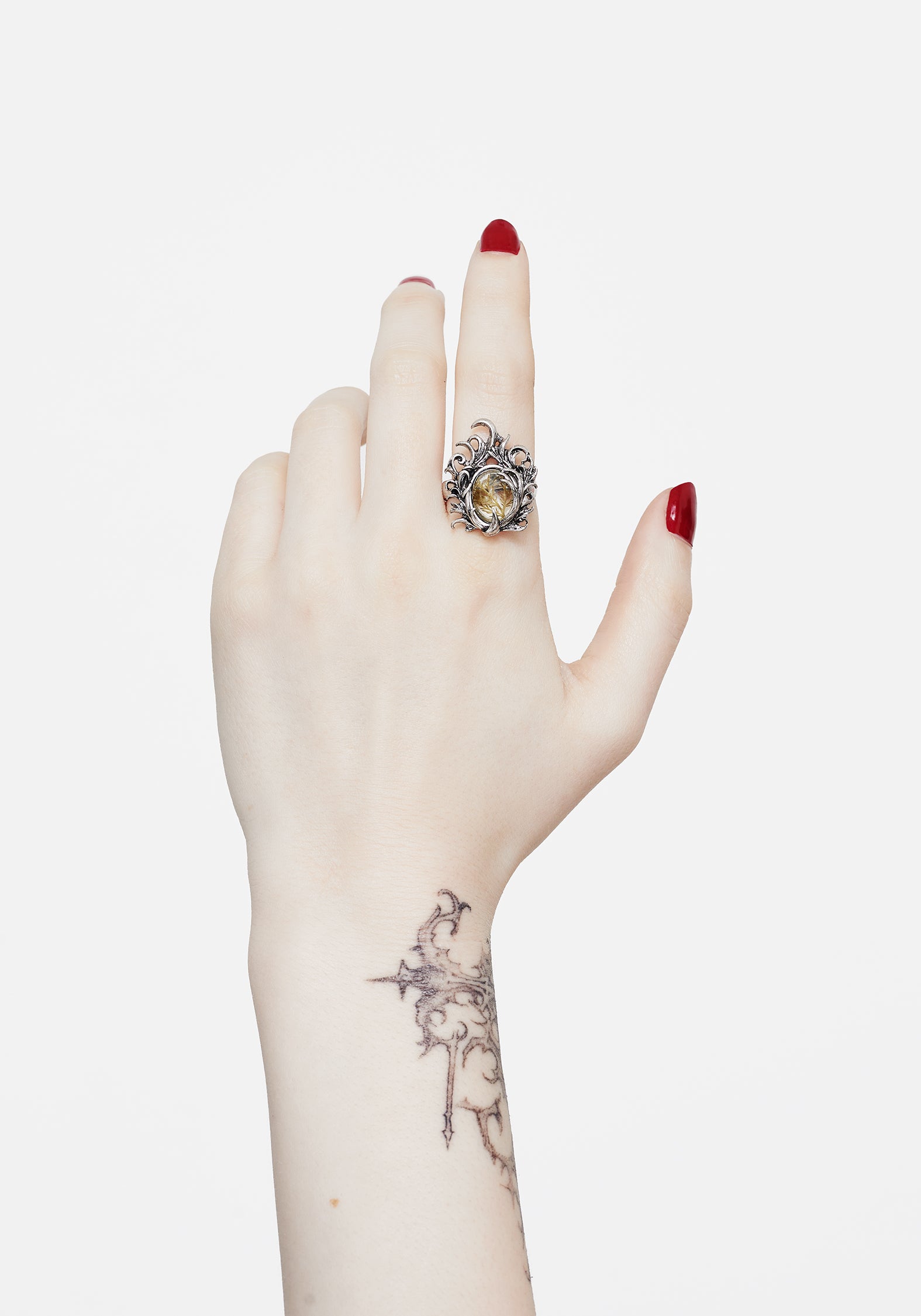 Elegant Marte Trapped Flower Ring - Sterling Silver Floral Jewelry for Women - Perfect for Weddings, Anniversaries & Romantic Gifts