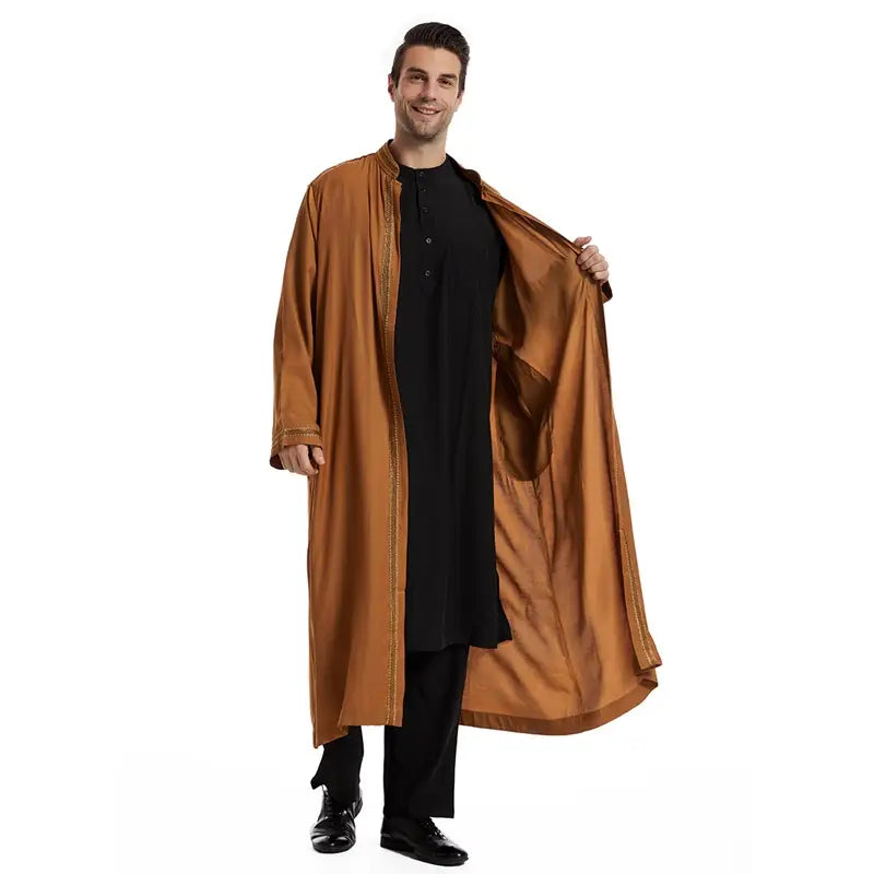 Premium Arab Men's Bisht Thobe - Elegant Open Cardigan Thawb for Special Occasions | Perfect for Weddings, Eids & Formal Events
