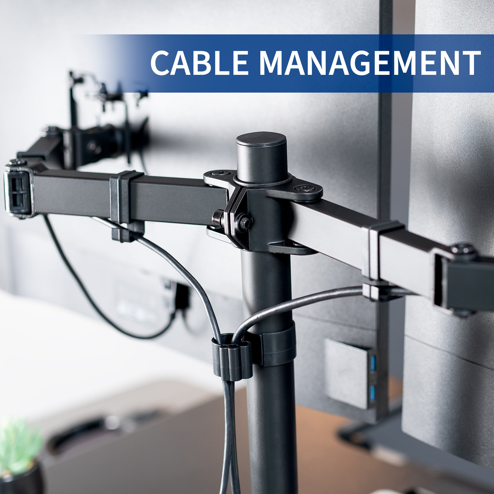 Adjustable Dual Monitor Desk Riser Stand with Ergonomic Design - Perfect for Home Office & Gaming Setup