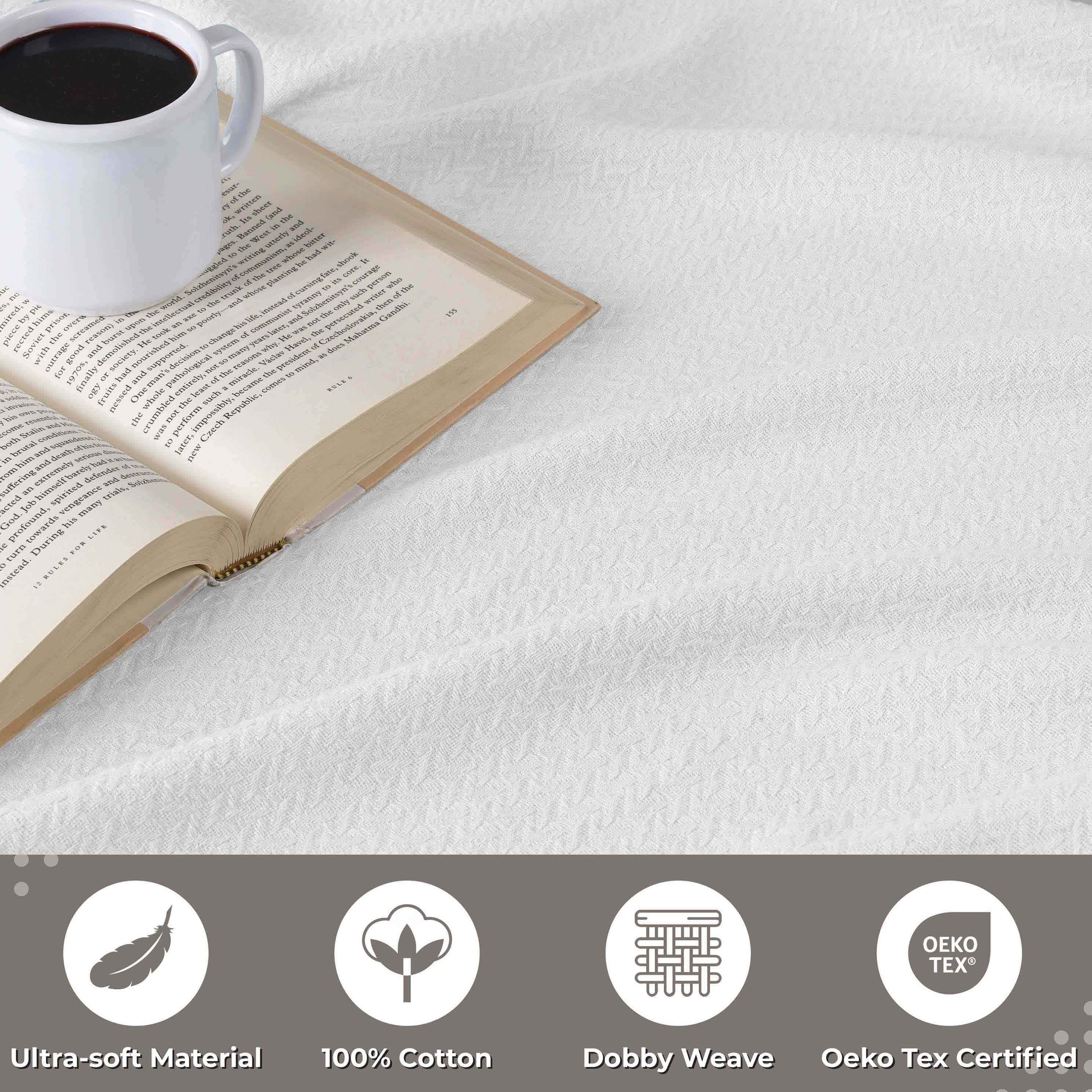 Premium Milan Cotton Textured Striped Lightweight Woven Blanket - Soft & Breathable Throw for Sofa, Bed, Picnic & Outdoor Use