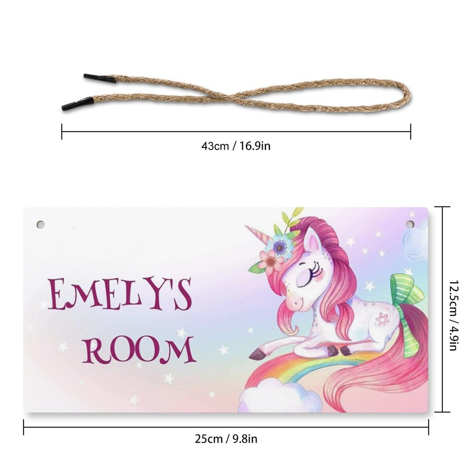 Personalized Rainbow Unicorn Wooden Sign - Nursery & Bedroom Wall Decor