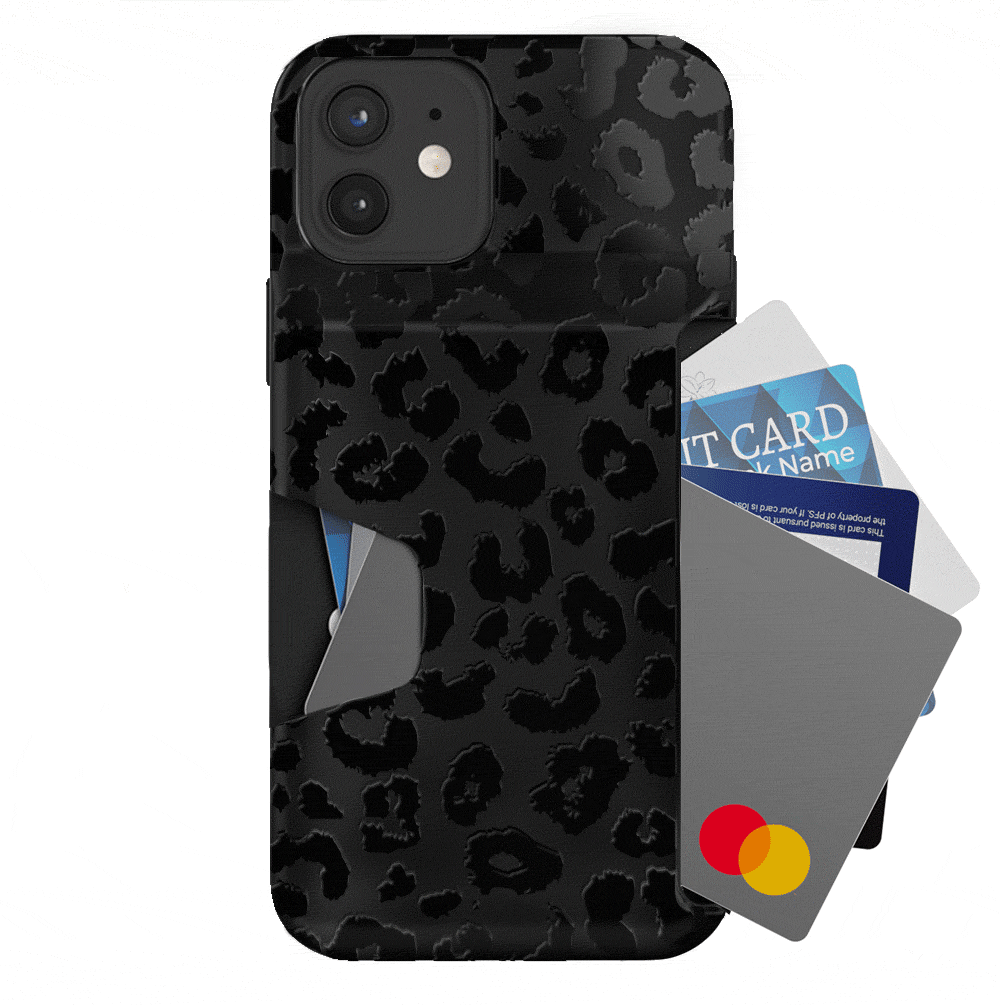 Black Leopard iPhone Wallet Case - Slim Leather Phone Cover with Card Holder for iPhone 13/14/15 Pro Max - Perfect for Travel, Shopping & Everyday Use