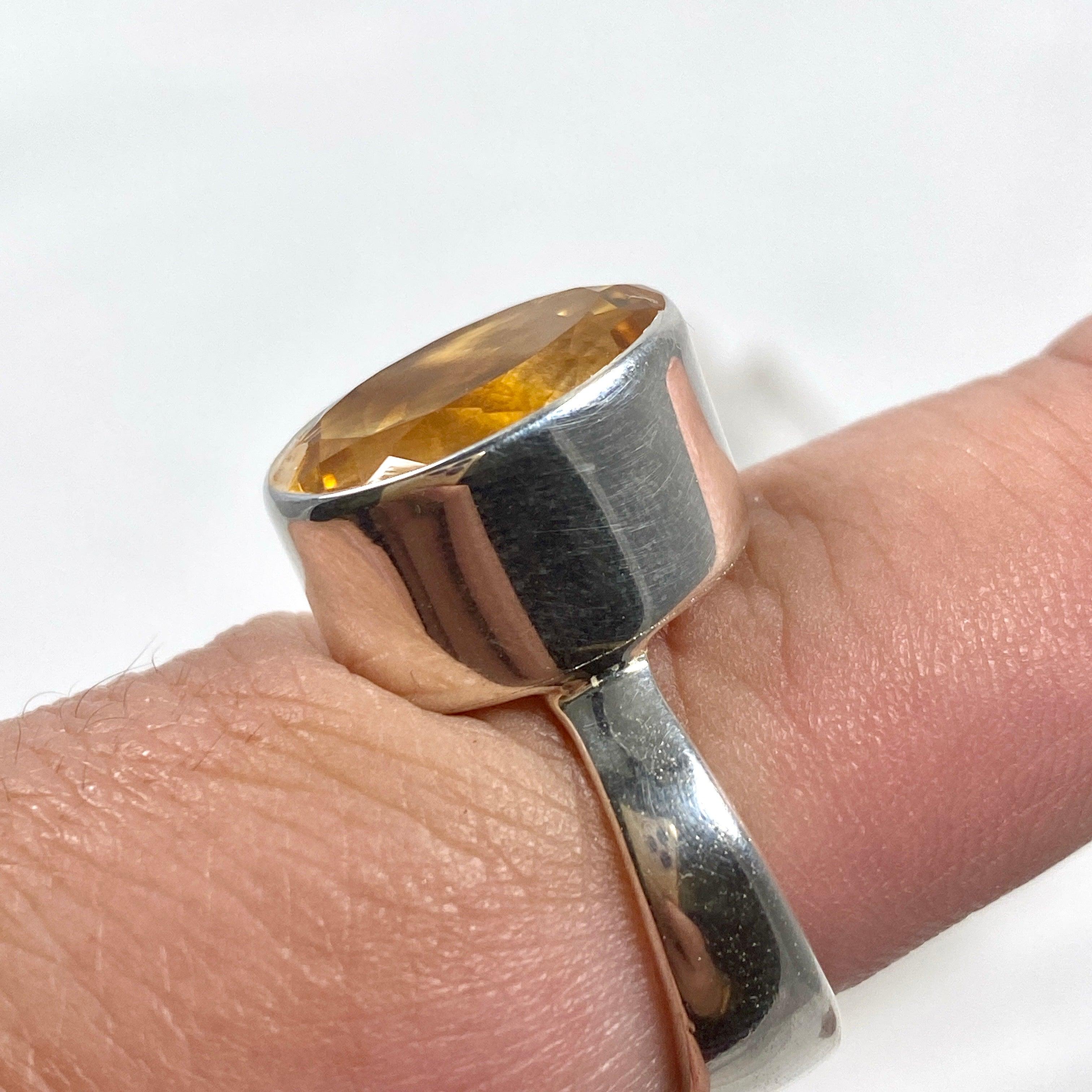 Natural Citrine Faceted Oval Ring - Size 9 - KRGJ2832 - Elegant Jewelry for Women, Perfect for Weddings, Parties & Everyday Wear