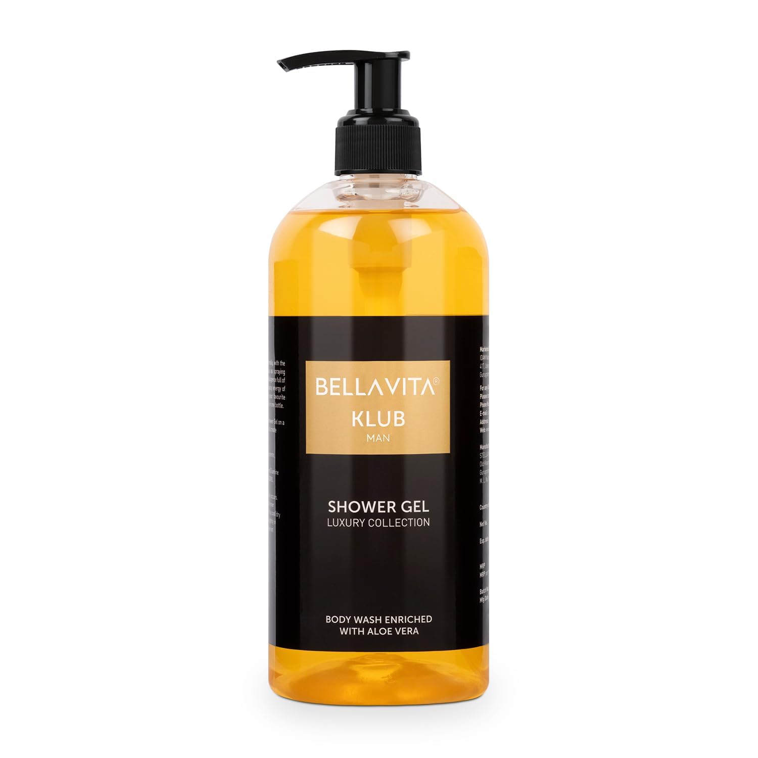 BVita Luxury KLUB Men's Body Wash - Refreshing Shower Gel with Aloe Vera | Deep Cleansing, Hydrating & Moisturizing for Softer, Smoother Skin | 500ml | Perfect for Gym, Travel & Daily Shower Routine