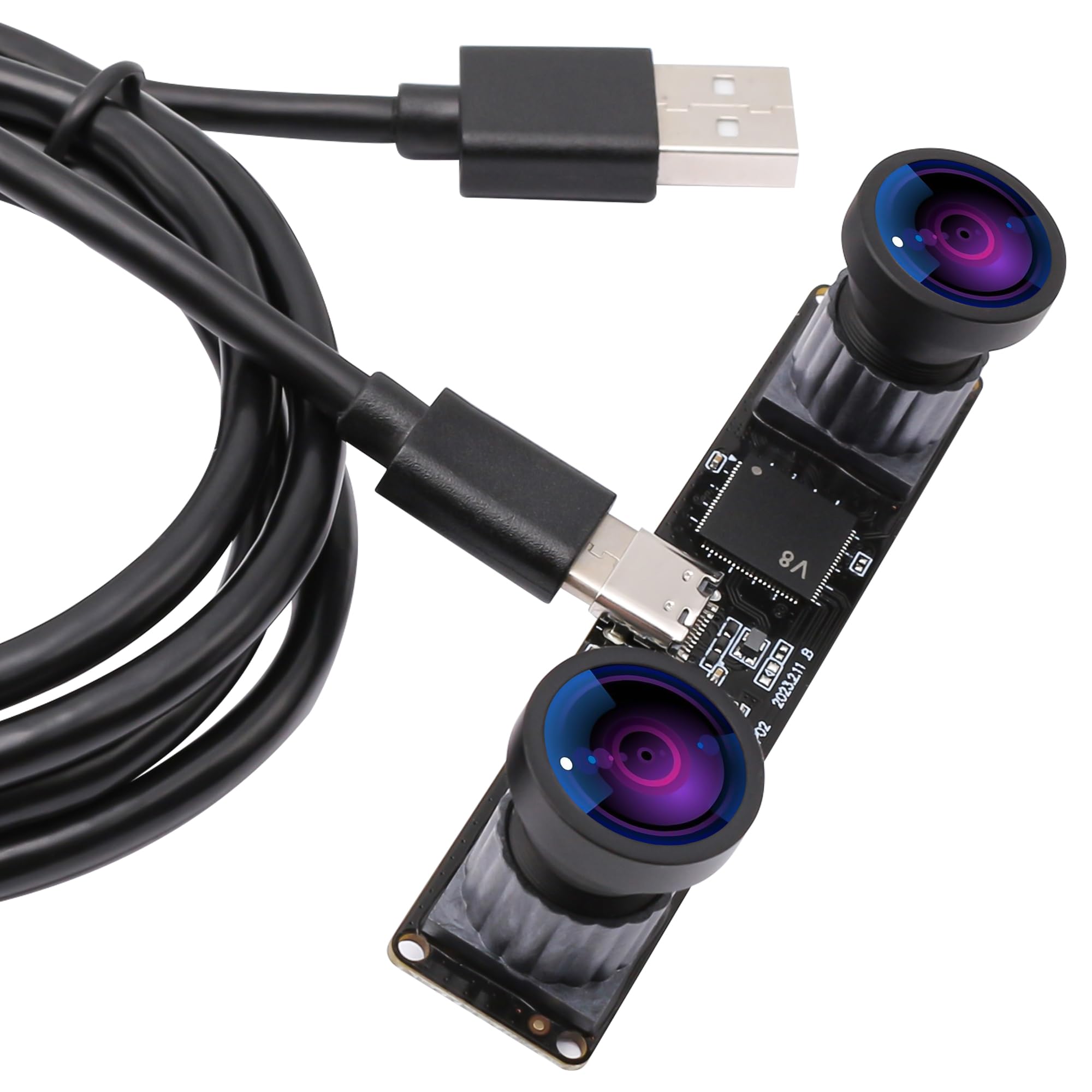 ELP 4MP Dual Lens USB Camera - Wide Angle 1080P 60fps, UVC USB 2.0 Webcam with Lightburn Support for Laser Engraving, Compatible with Computer & Raspberry Pi - Perfect for Live Streaming, Video Conferencing and DIY Projects