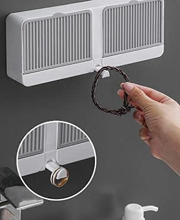 Prexi No-Drill Wall Mounted Soap Holder with Lid - Double Grid Drainage Soap Dish for Bathroom, Kitchen & Laundry - Adhesive Soap Storage Box with Drain Tray - Perfect for Small Spaces, RVs & Apartments