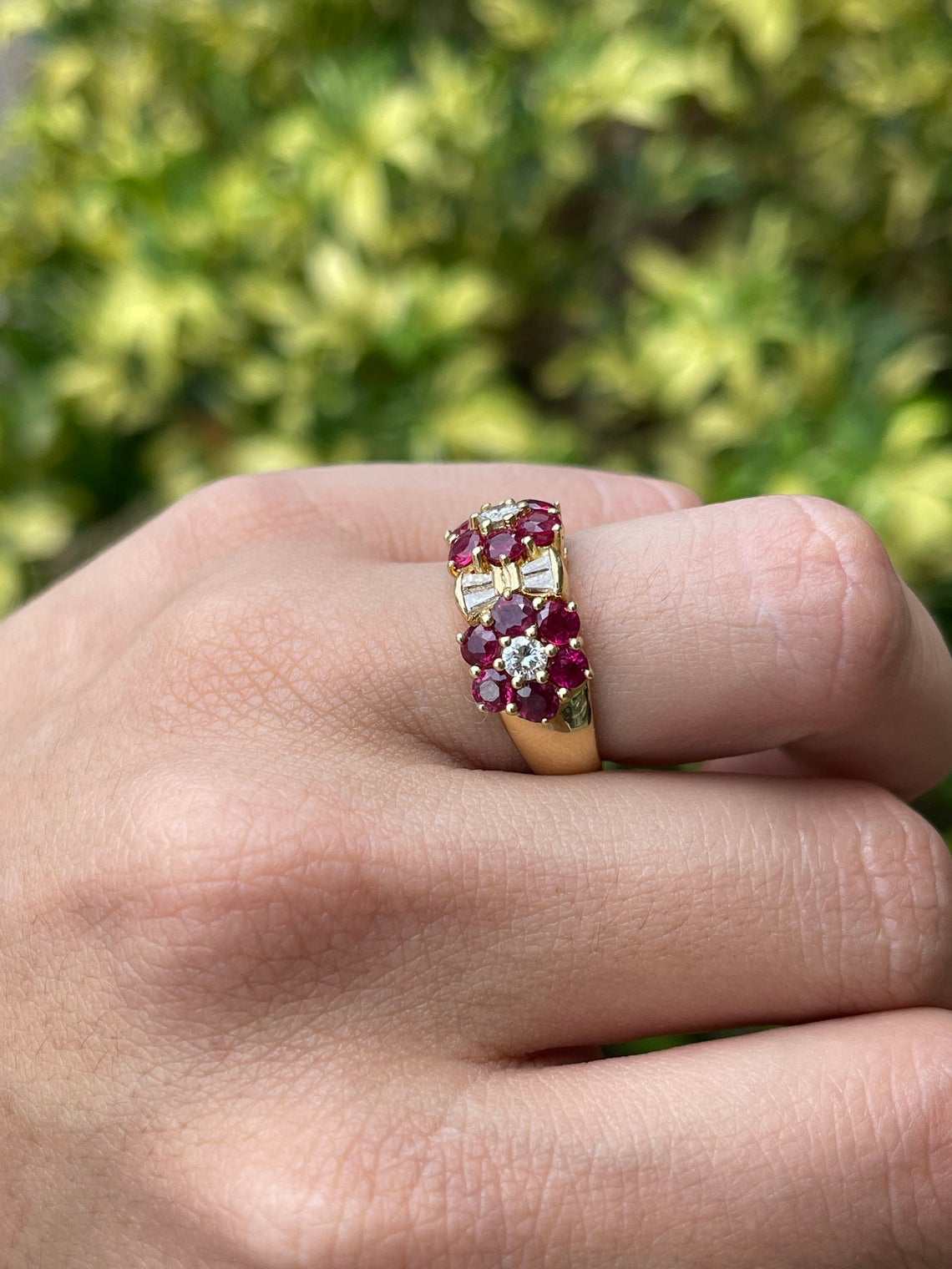 1.88tcw Natural Ruby & Diamond Wide Gold Band Ring - 18K Solid Gold Women's Wedding Band, Elegant Stackable Ring for Anniversary, Engagement, or Gift