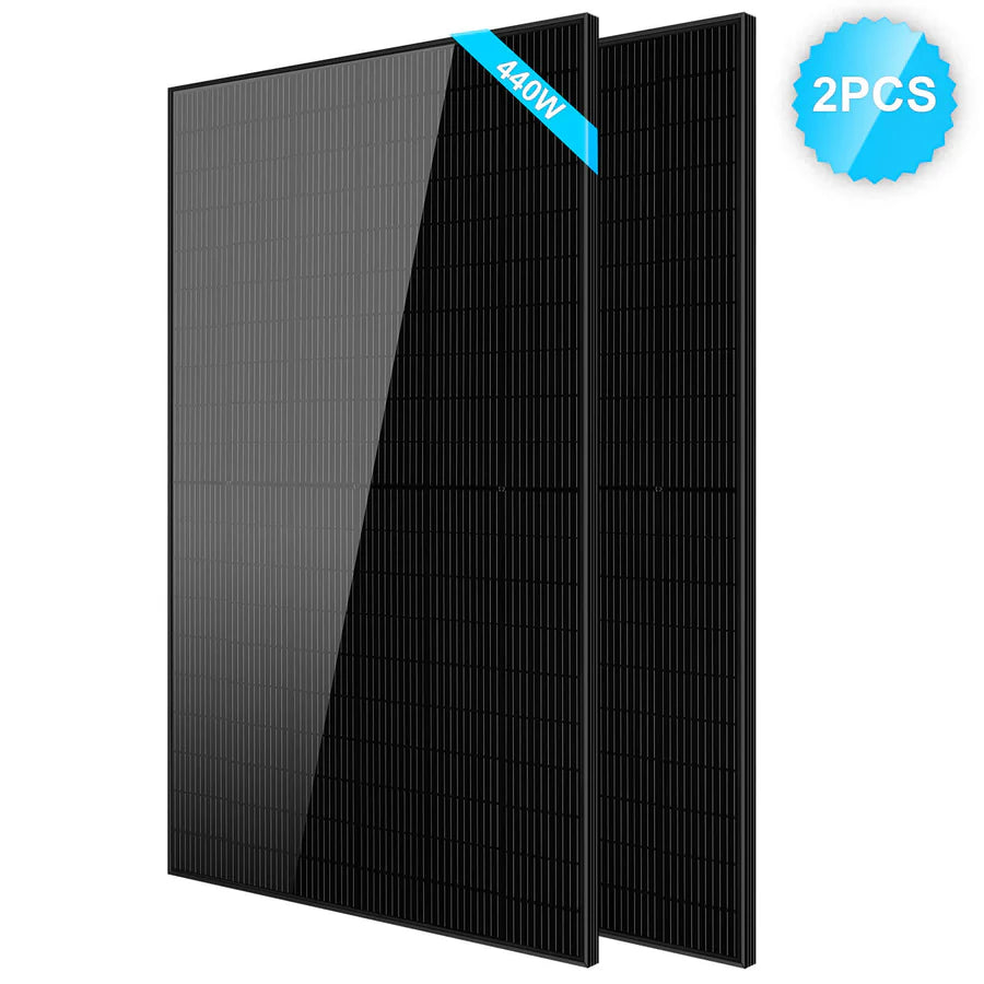 SunGoldPower 440W Monocrystalline Black PERC Solar Panel - High Efficiency Solar Panel for Home, RV & Off-Grid Power - Perfect for Residential, Camping & Emergency Backup