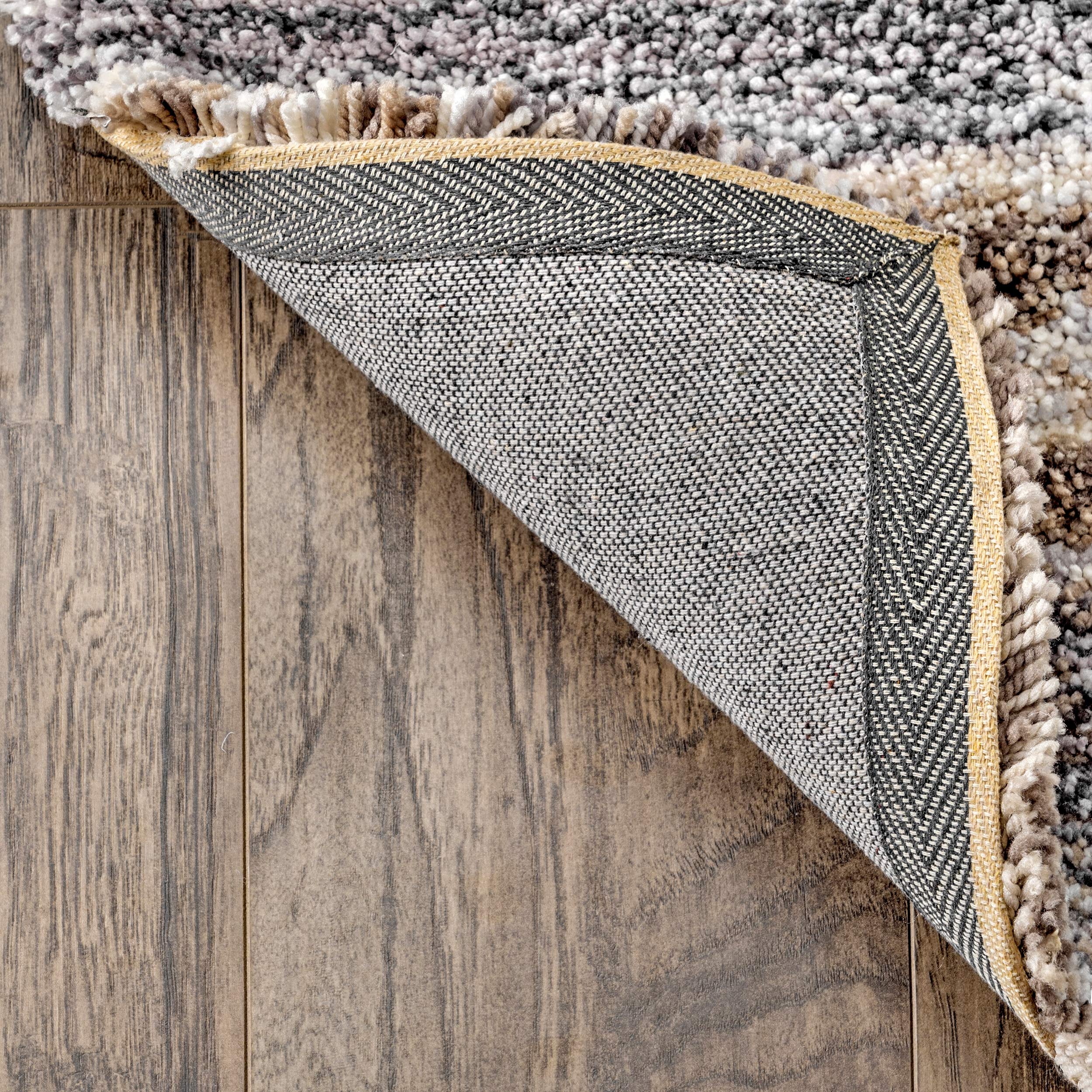 nuLOOM Drey Striped Shag Area Rug 6x9 Feet - Soft Plush Beige Ivory Striped Rug for Living Room, Bedroom, Dining Room & Nursery - Perfect for Cozy Home Decor & Kids Play Area