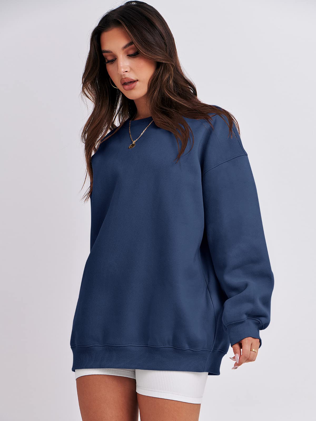 ANRABESS Women's Oversized Fleece Crewneck Hoodie - Casual Pullover Sweatshirt for Fall Fashion 2025 | Cozy Loungewear & Streetwear Outfit