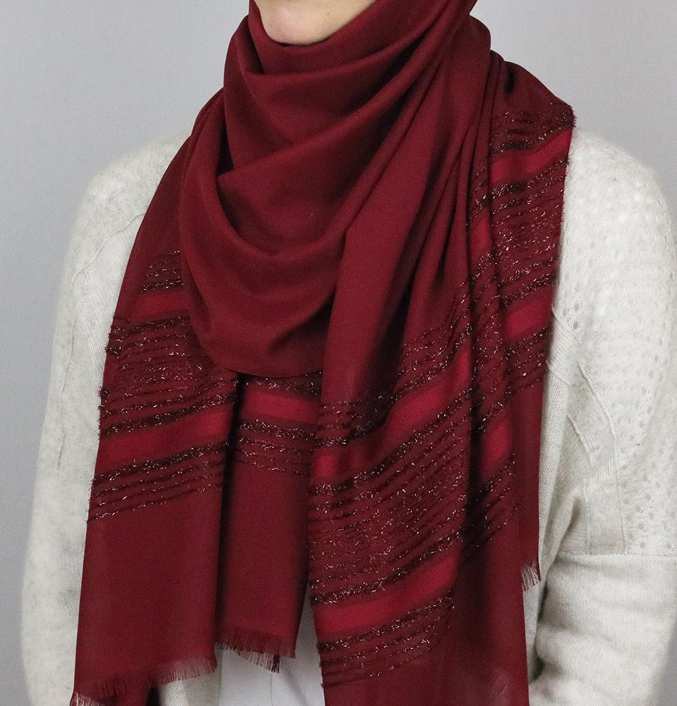 Aker Shimmer Chiffon Hijab Shawl - Lightweight Muslim Scarf for Women, Elegant Red Prayer Veil, Perfect for Daily Wear, Prayer, and Special Occasions