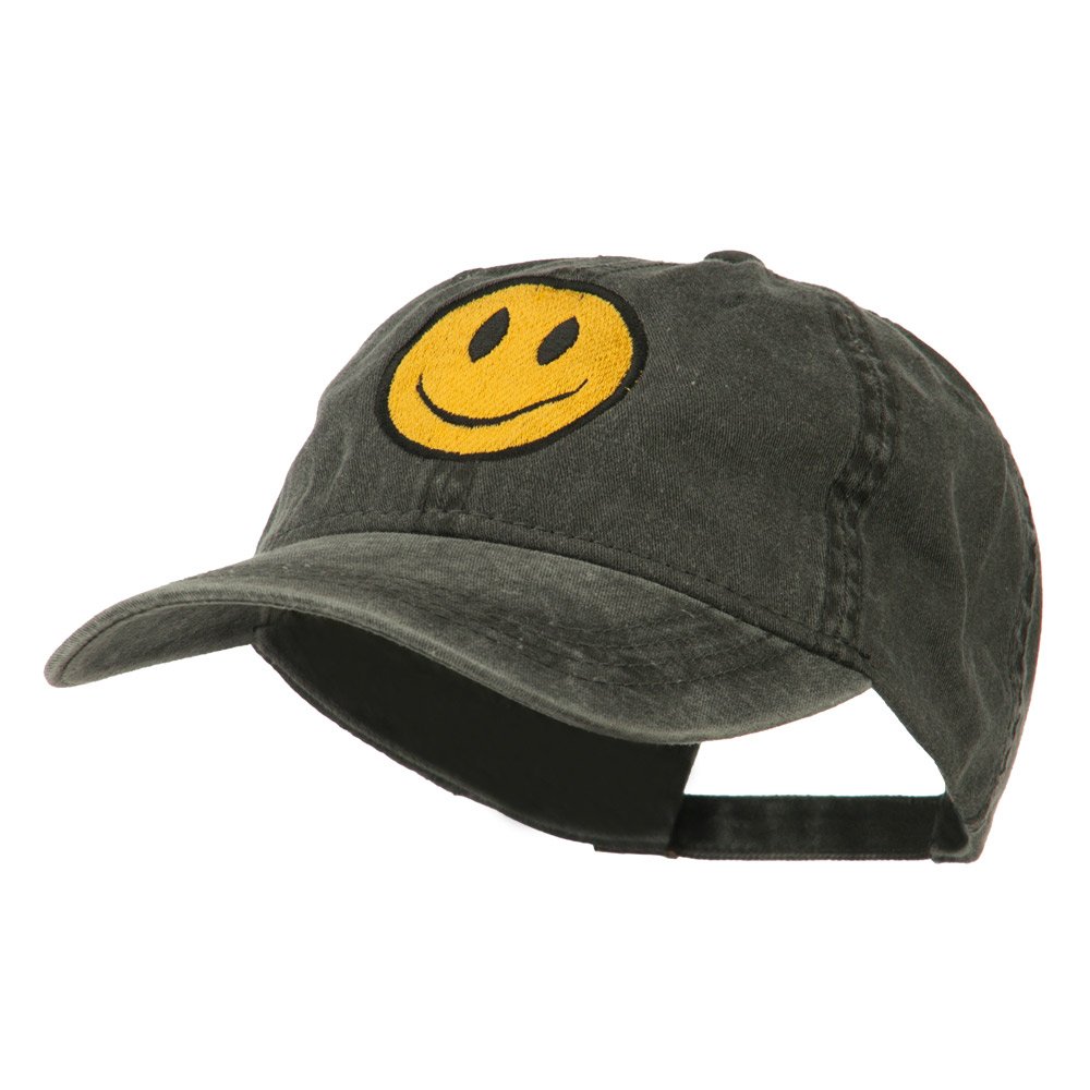 Smile Face Embroidered Washed Cotton Baseball Cap - Trendy Unisex Dad Hat for Outdoor Activities, Sports & Casual Wear | e4Hats.com