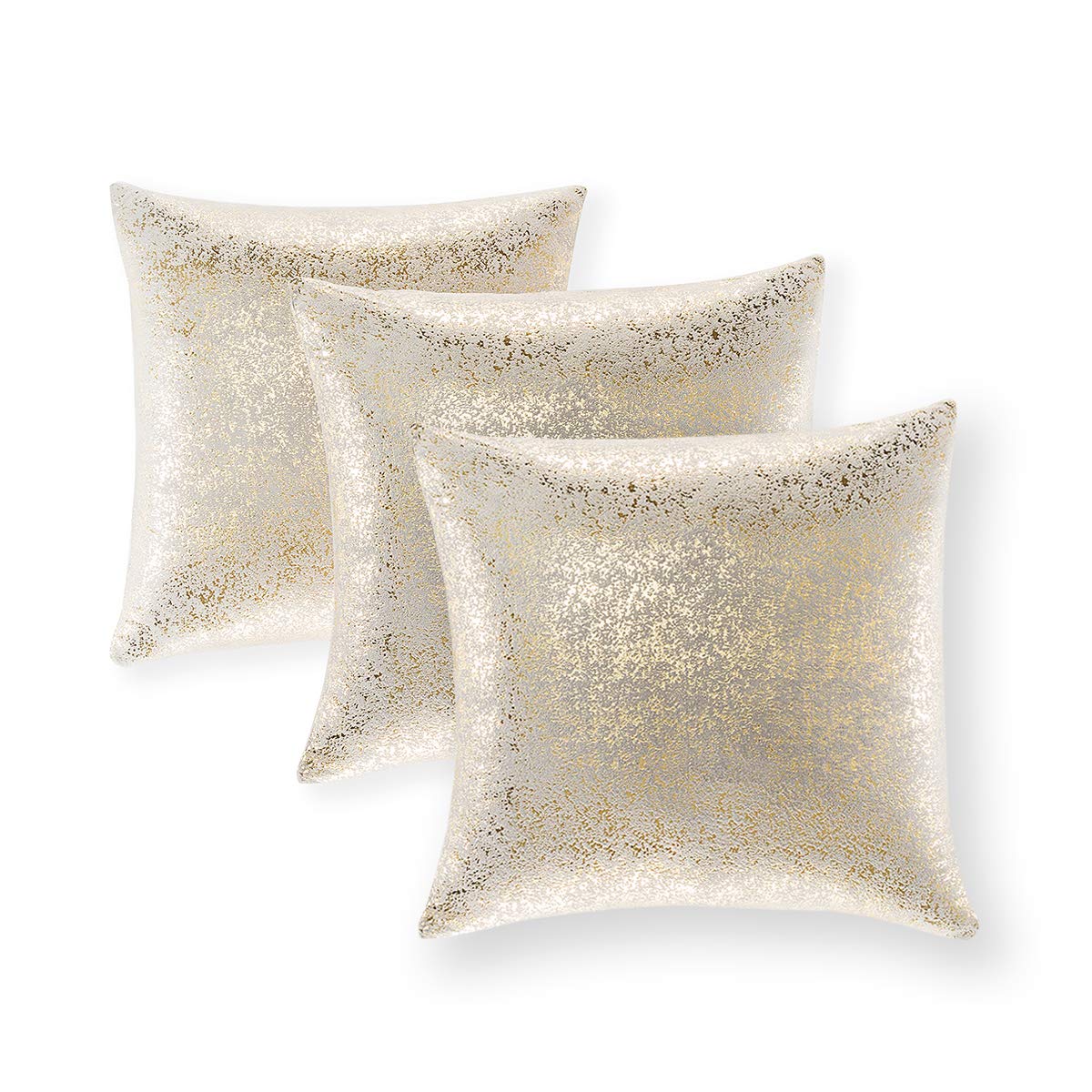 Xinrjojo Set of 3 Decorative Square Throw Pillow Covers 18x18 Inch - Soft Cushion Cases with Invisible Zipper for Sofa, Couch, Chair, Bedroom & Car - Light Gray Bronze Home Decor (Perfect for Living Room, Bedroom & Office Decor)