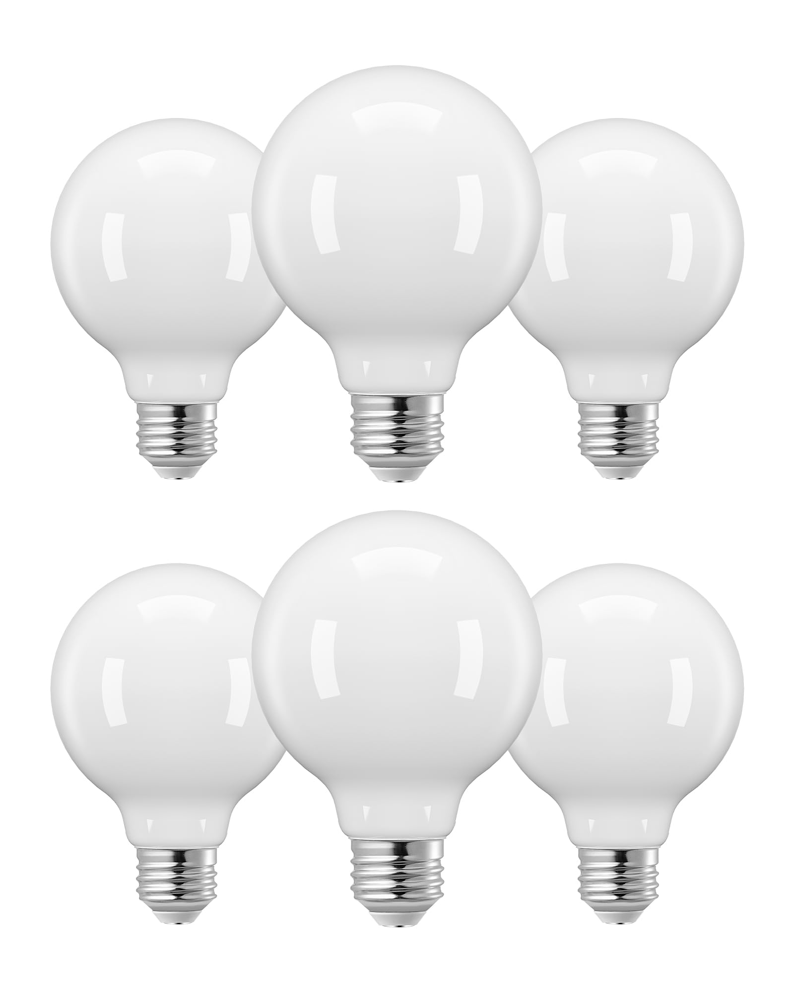 EDISHINE Dimmable G25 Globe LED Edison Light Bulb - 5W (60W Equivalent) 500LM 2700K Warm White - CRI90+ Vanity Light Bulbs with Milky Glass - E26 Base - UL Listed - Perfect for Bathroom, Mirror, Bedroom & Living Room Lighting (6 Pack)