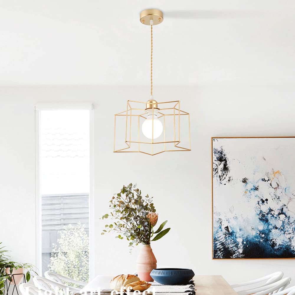 Modern Hollow Iron Ceiling Pendant Light - 5-Pointed Star Chandelier for Living Room & Dining Room - Gold Decorative Hanging Lamp | Perfect for Farmhouse, Bedroom, and Restaurant Lighting Decor