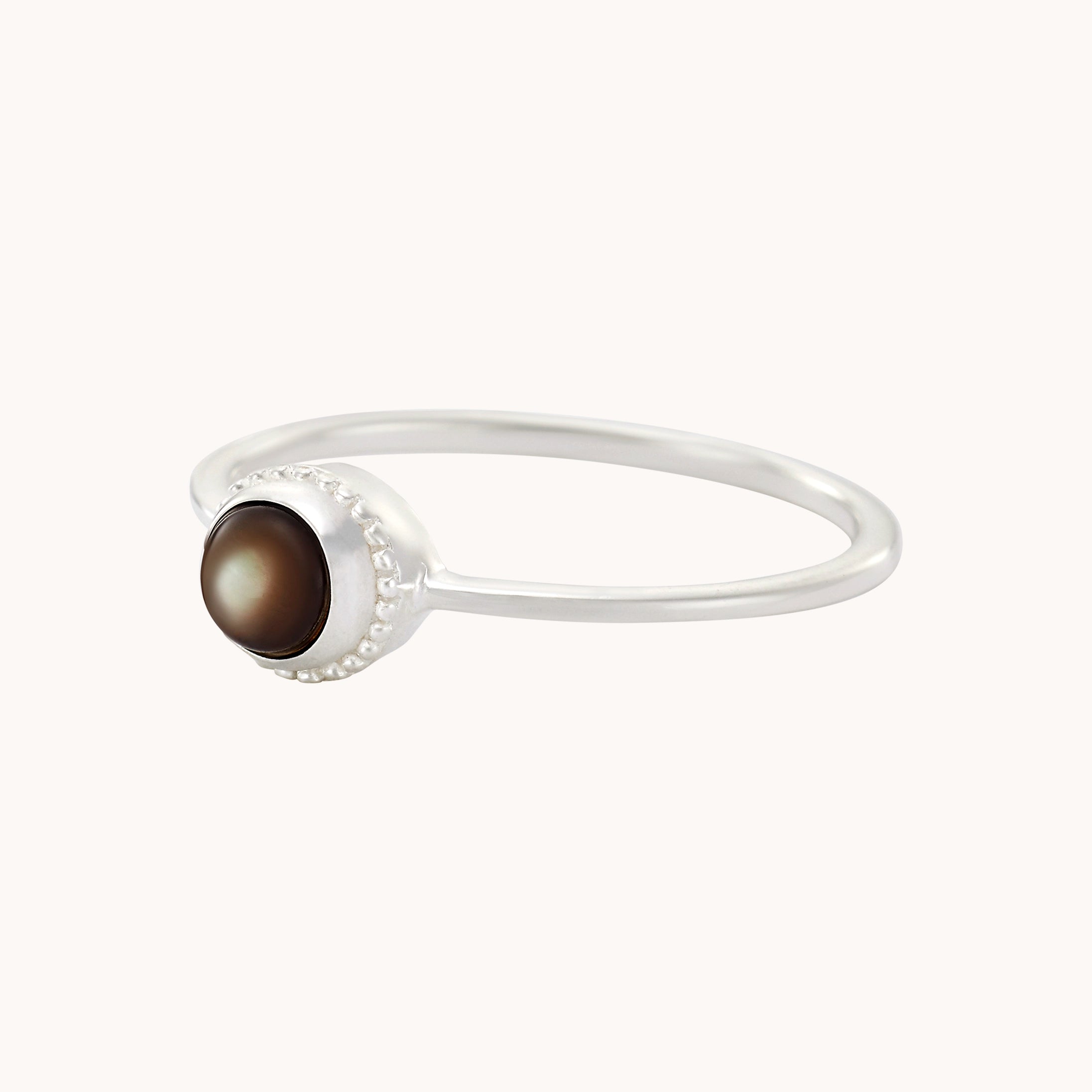 Full Moon Dark Mother of Pearl Silver Ring – Elegant Boho Jewelry for Women, Perfect for Weddings, Parties & Everyday Wear