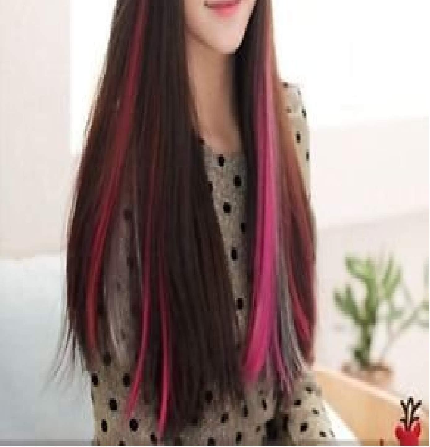 INAAYA Temporary Hair Highlight Color Extensions for Women & Girls - Magenta Streaks (Set of 2) | Perfect for Weddings, Birthday Parties & Cosplay