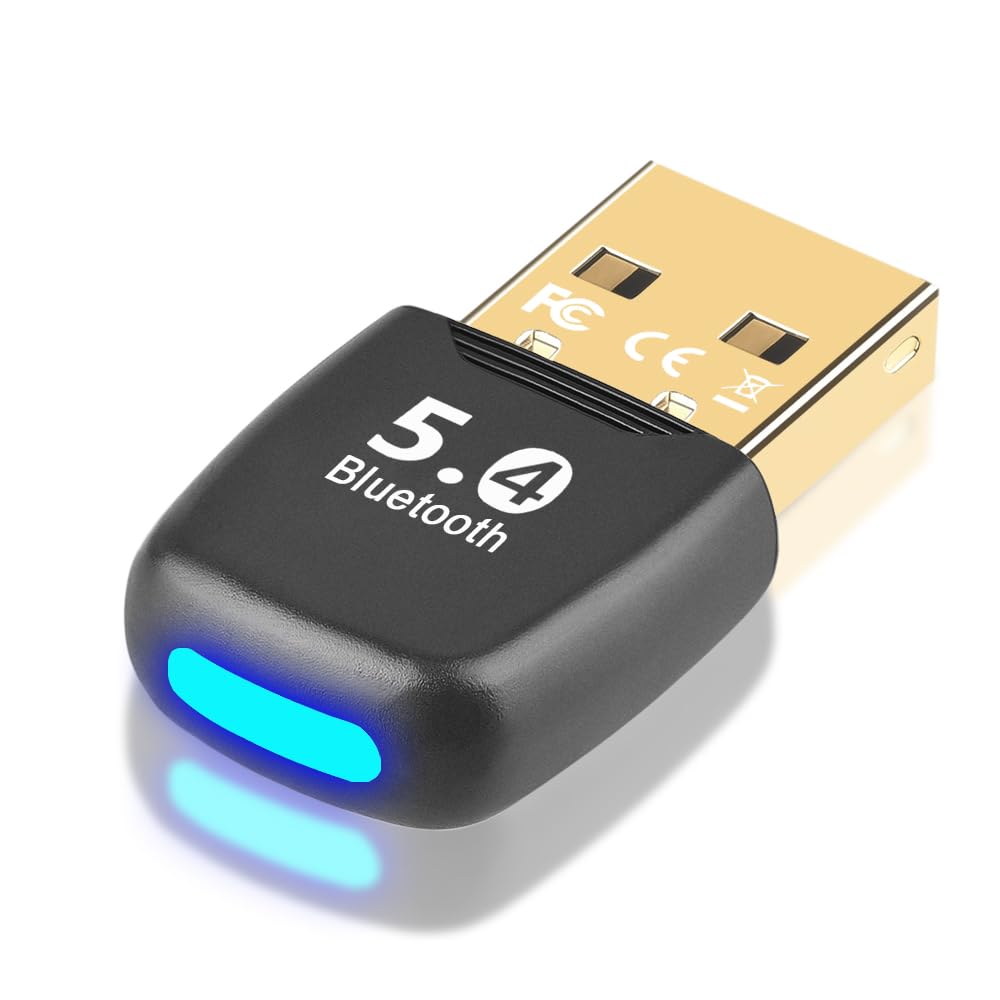 Universal Bluetooth 5.4 USB Adapter for PC & Laptop - Plug & Play Wireless Dongle Receiver with EDR/BLE Support (Windows 11/10/8.1/7) - Perfect for Gaming, Streaming & Wireless Headphones